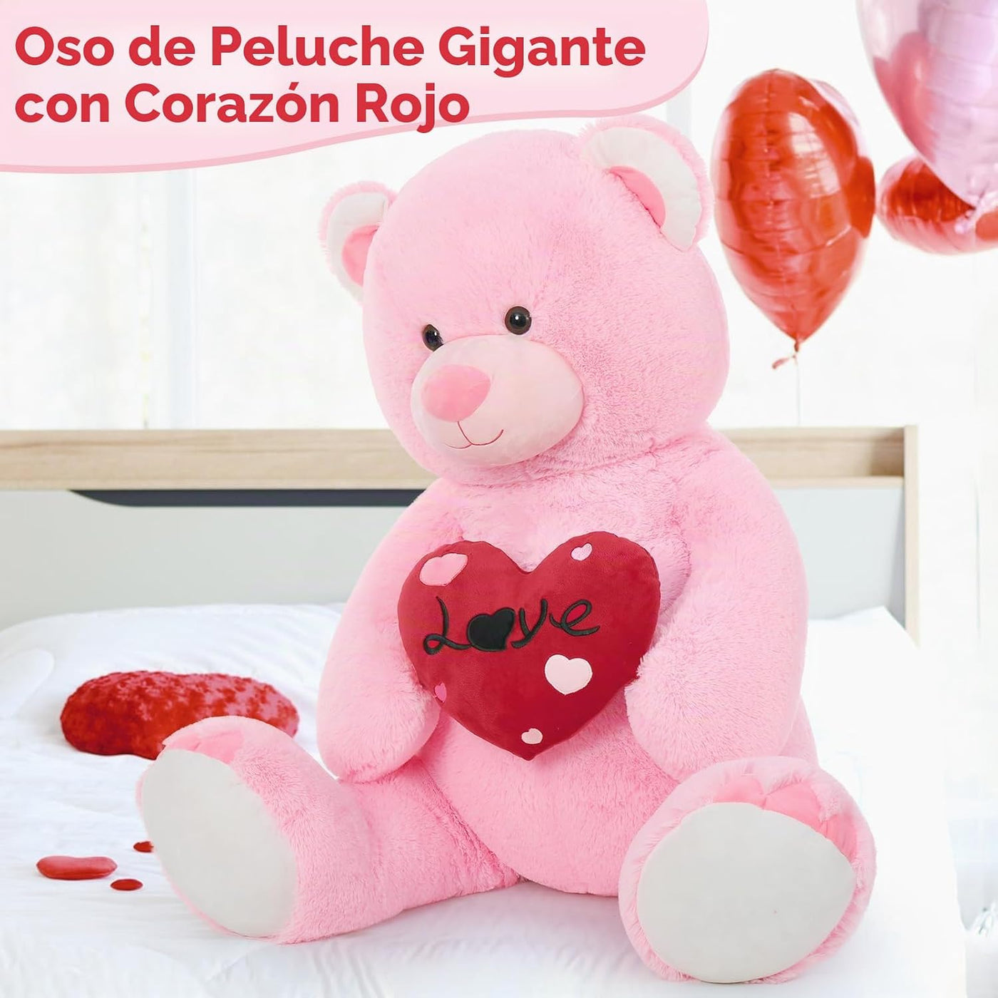 MaoGoLan Oso de peluche rosa grande de 51 pulgadas, regalos de San...