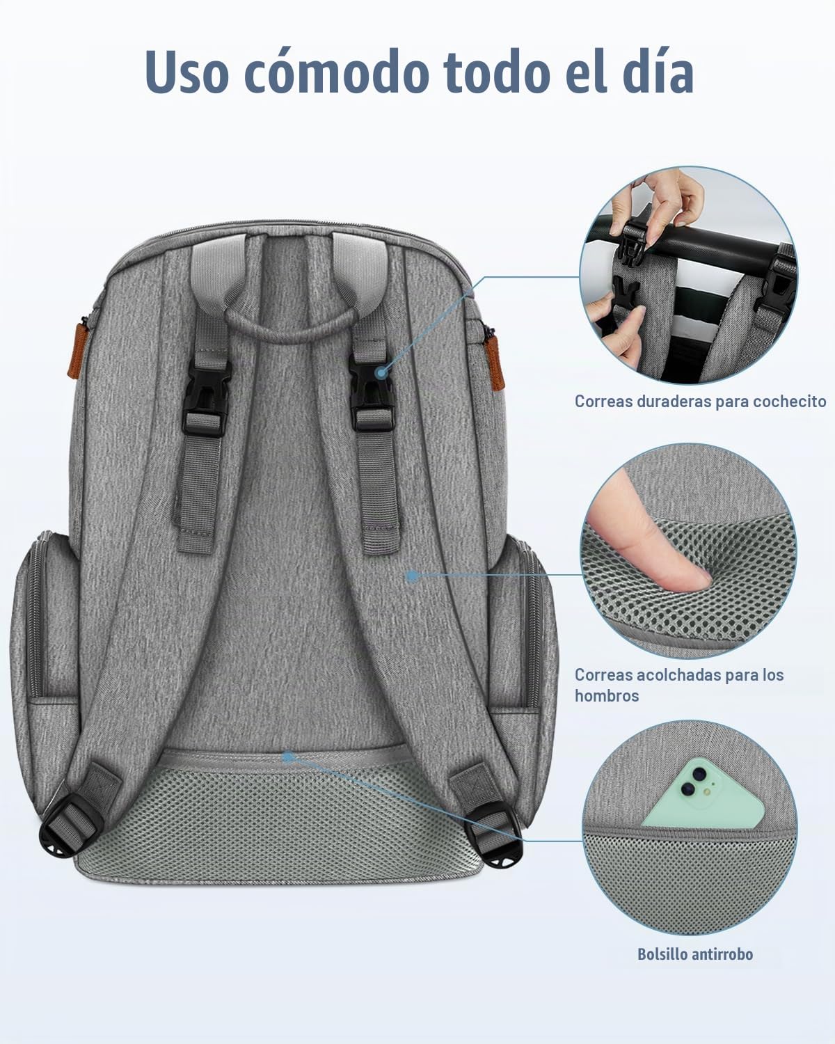 Mancro - Mochila para pañales con correa para cochecito de bebé, pa...
