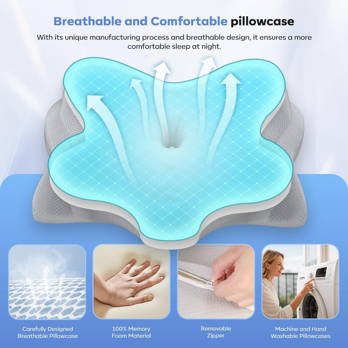 Almohada cervical ergonómica ultra cómoda, almohada cervical de esp...