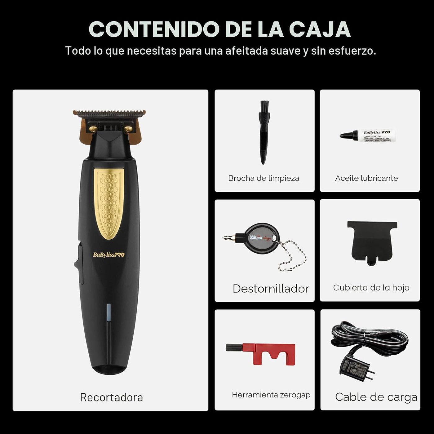 BaBylissPRO LithiumFX Cord\/Cortapelos ergonómicos de litio inalámb...