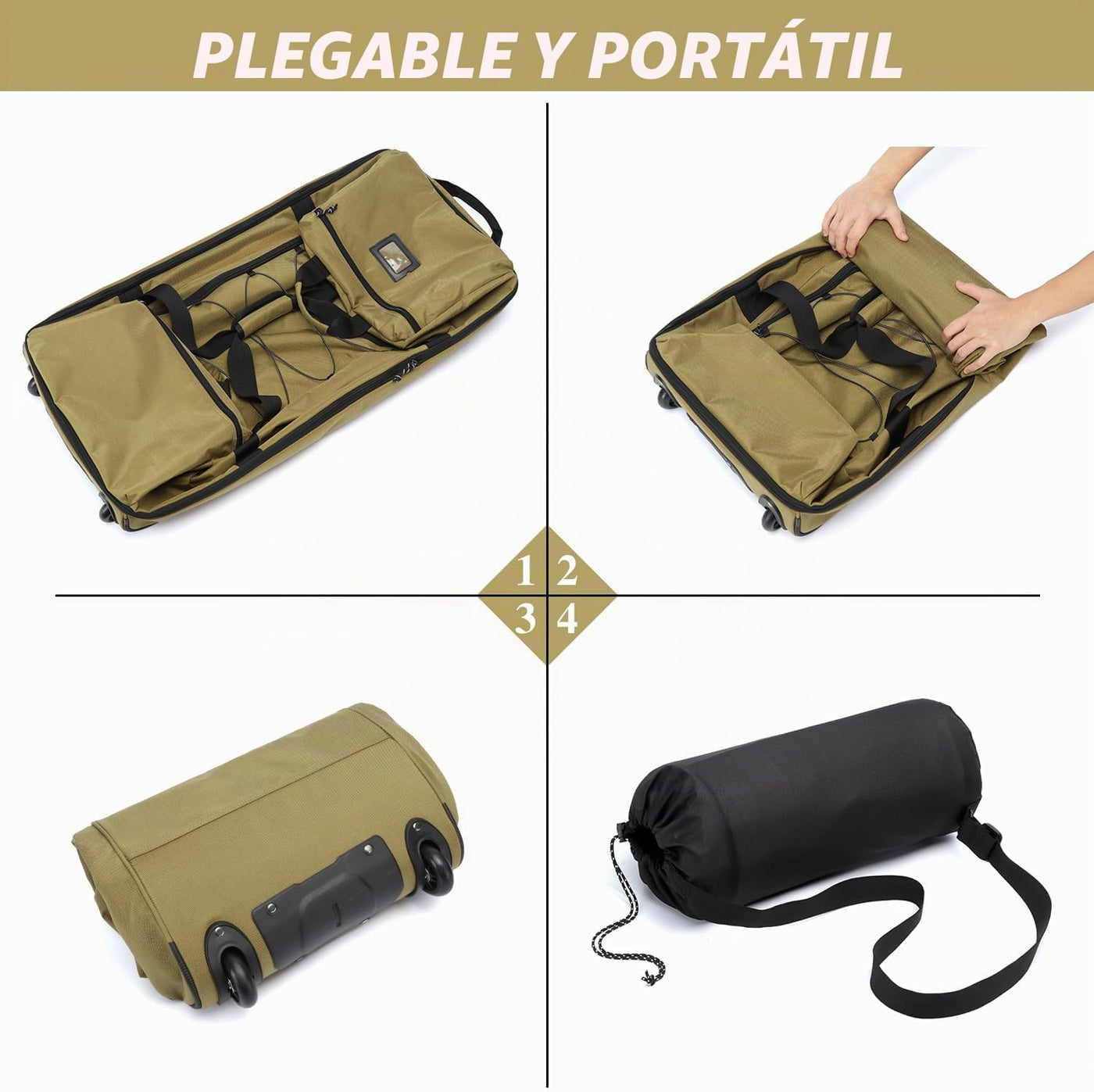 Laripwit Bolsa de Lona Plegable con Rueda Extra Grande 167L Expandi...