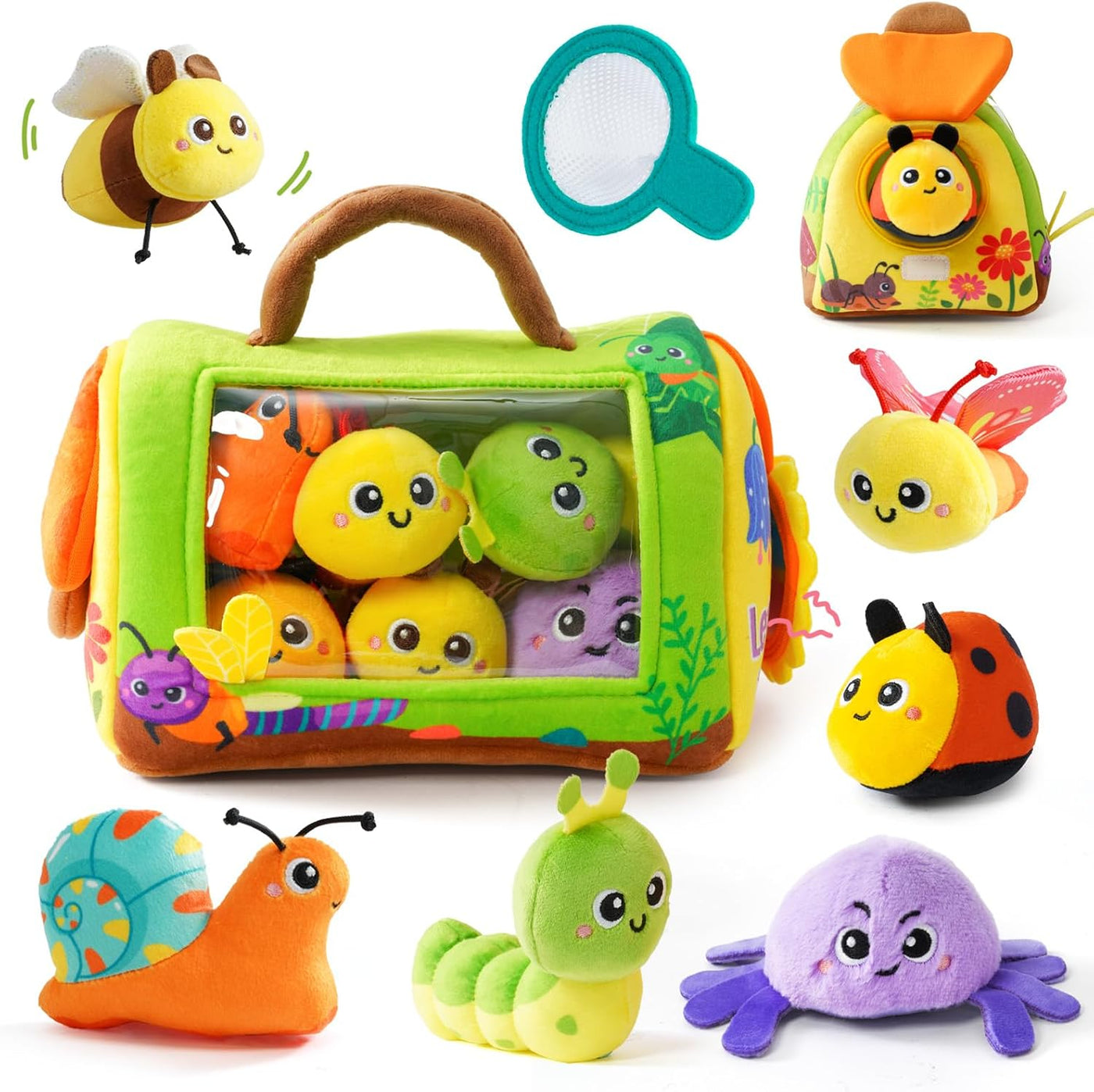 obnobm Insect House - Juego de juguetes de peluche con sonajero, ch...