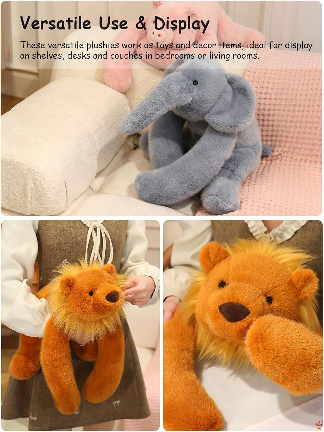 FIAEUGZKM Almohada de felpa de león ponderada de 23.6 pulgadas, jug...