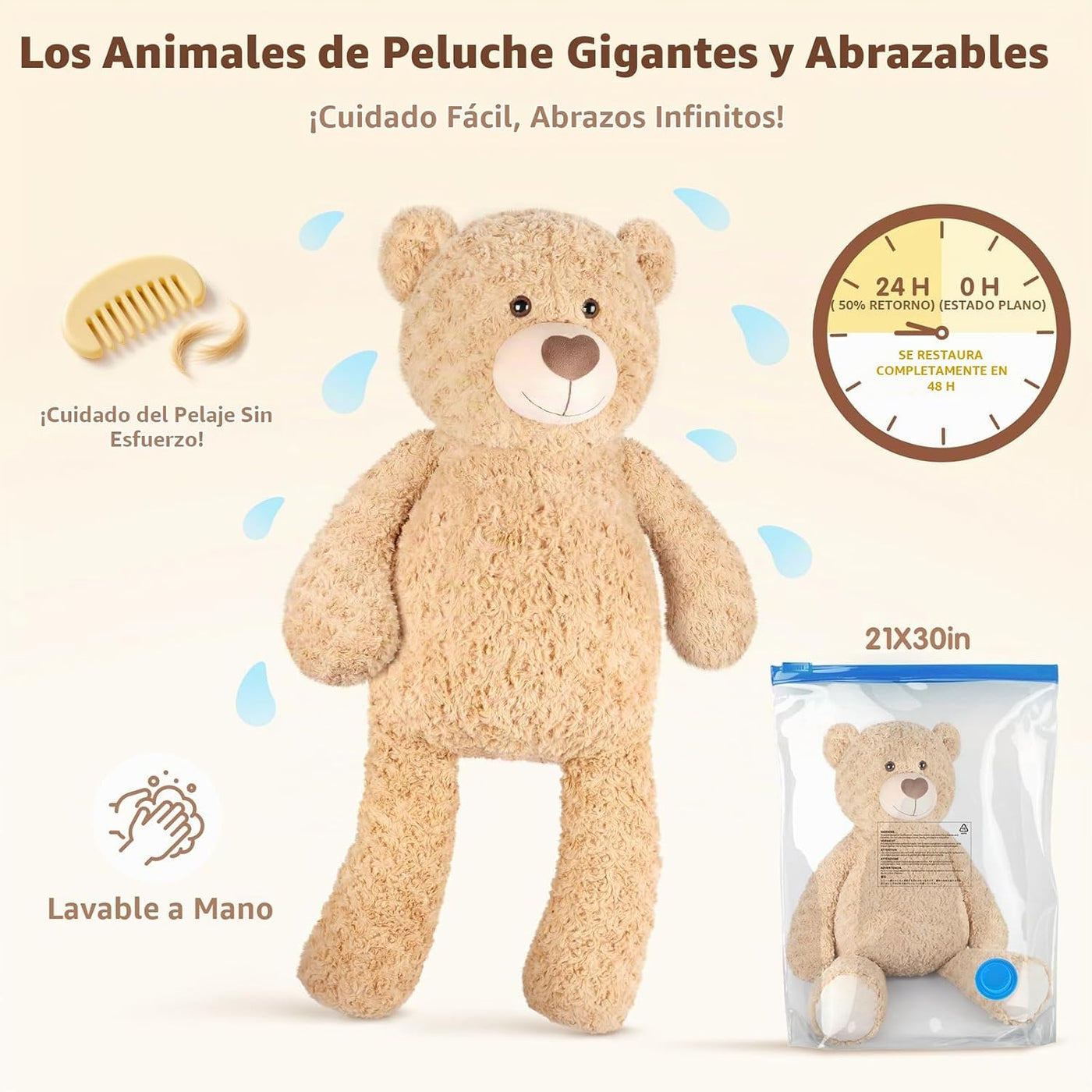 SuzziPals Oso de peluche gigante de 43 pulgadas, animales de peluch...
