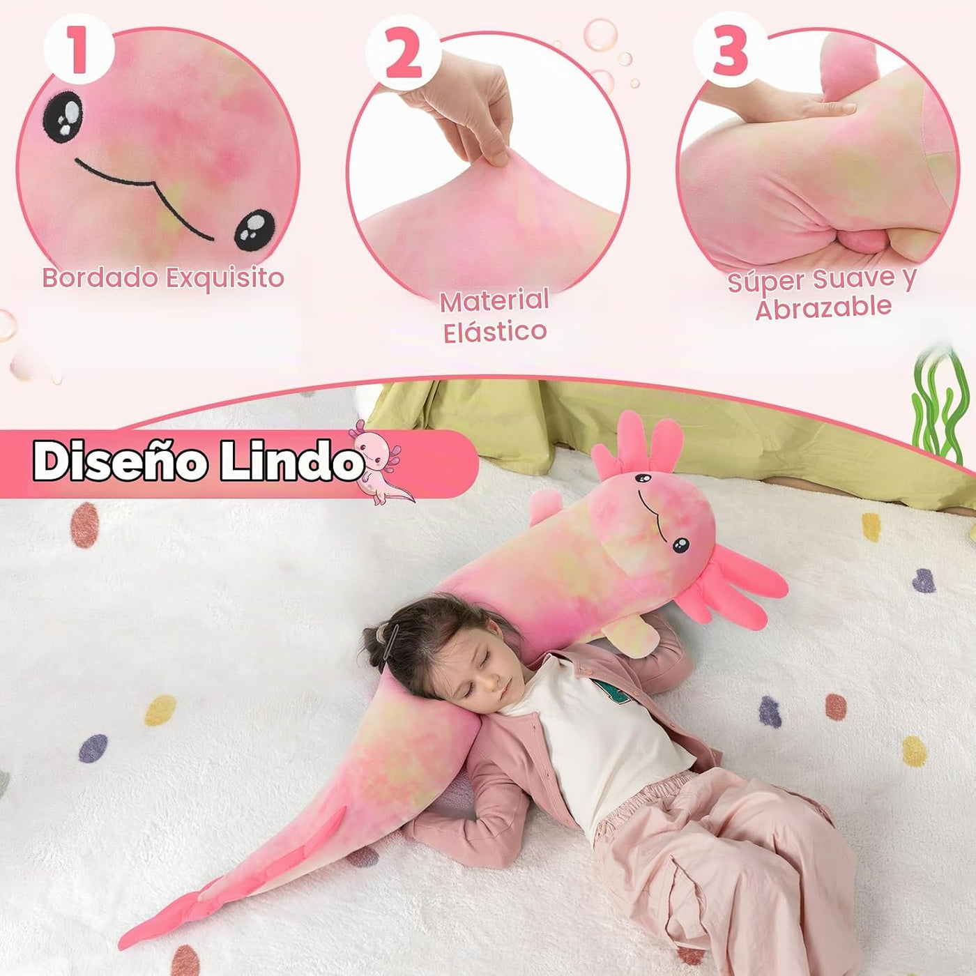 MaoGoLan Almohada de felpa de ajolote gigante, juguete de peluche d...