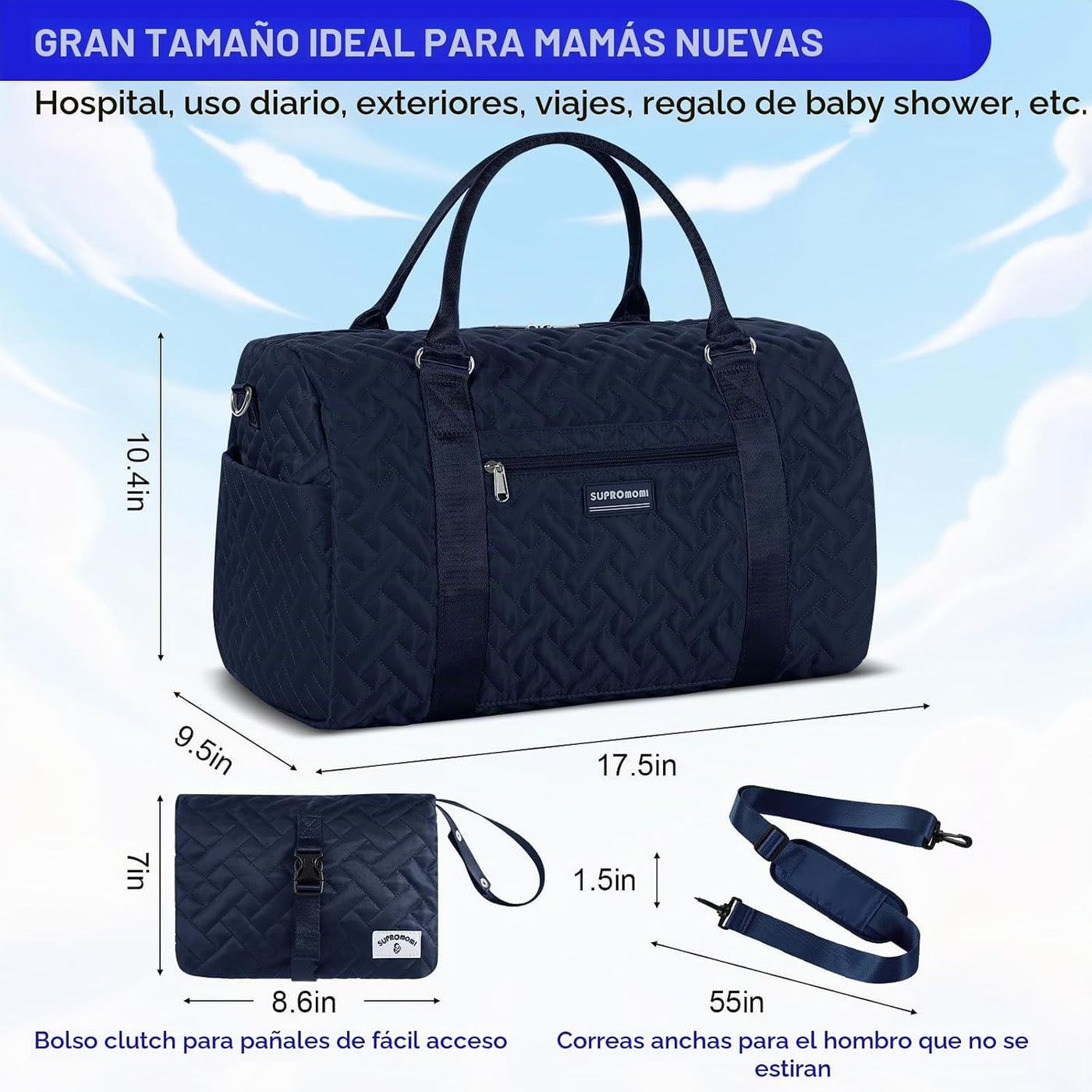 SUPROMOMI Bolsa de pañales: bolso de mamá, bolsa de bebé para niño...