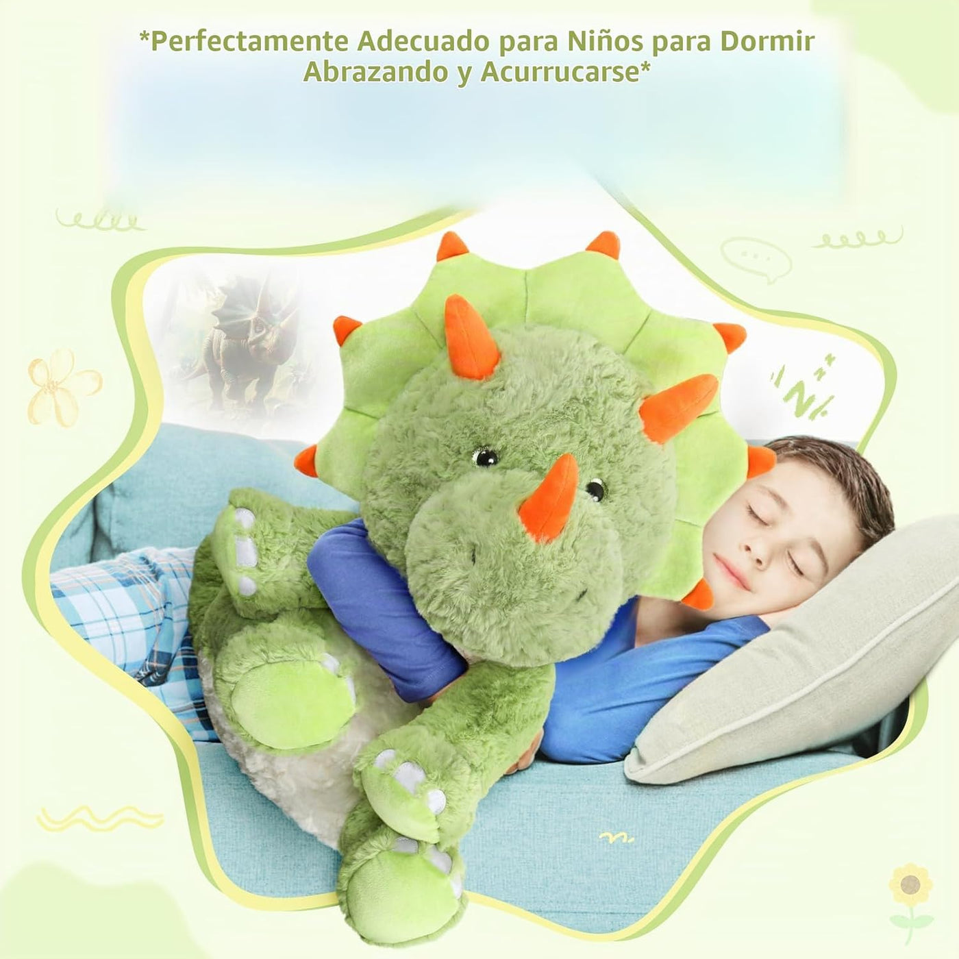 Tezituor Animales de peluche de dinosaurio verde de 24 pulgadas, ju...