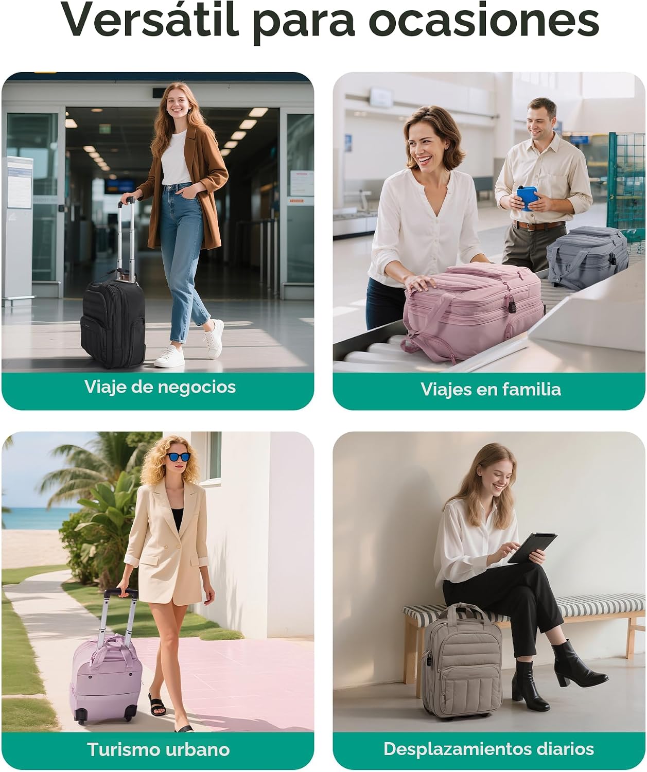 BAGSMART Equipaje de mano, maleta de viaje debajo del asiento de 16...