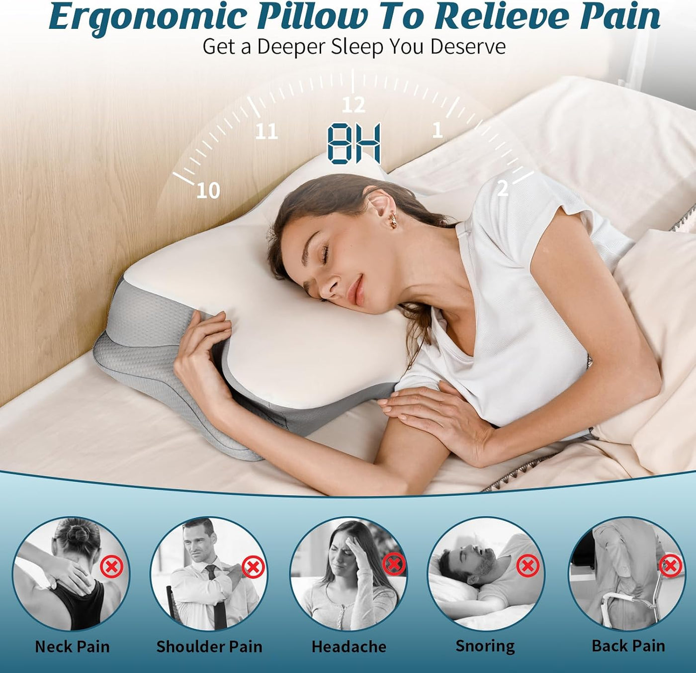 Almohada cervical para aliviar el dolor, almohada ergonómica para d...