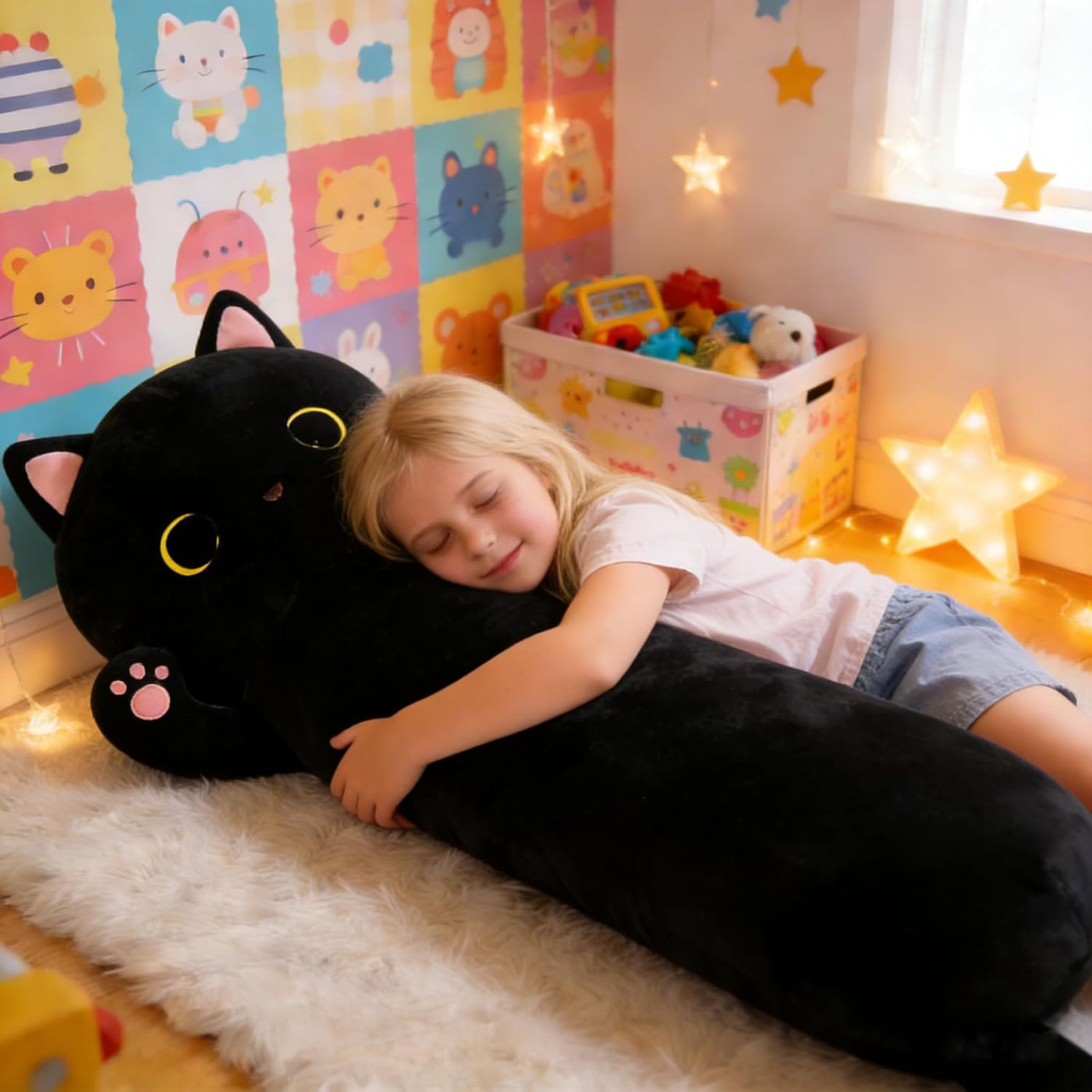 MaoGoLan Almohada larga para el cuerpo de gato para niños, peluche...