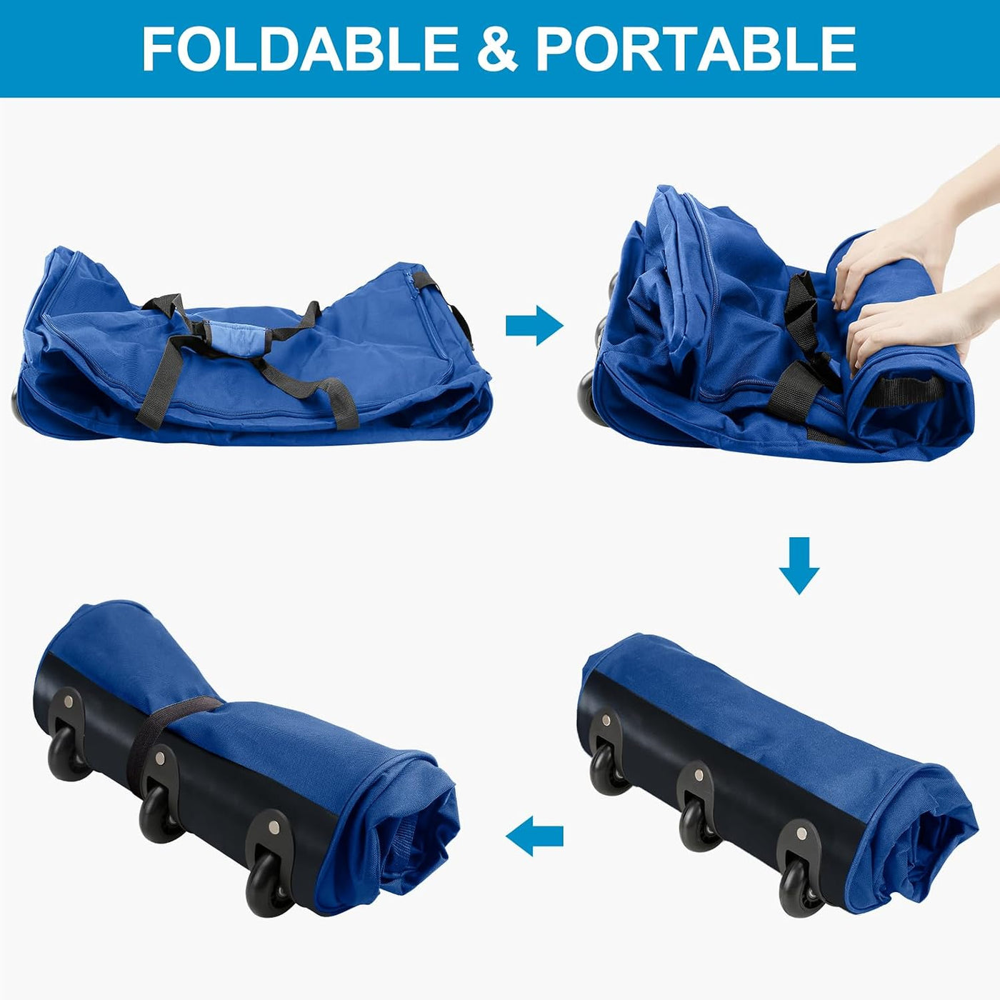 Finnhomy Bolsa de Lona Rodante Plegable de 120L con 3 Ruedas, Bolsa...