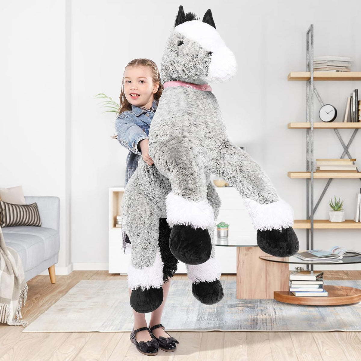 Tezituor Almohadón de cuerpo de pony de peluche gigante de 47 pulga...