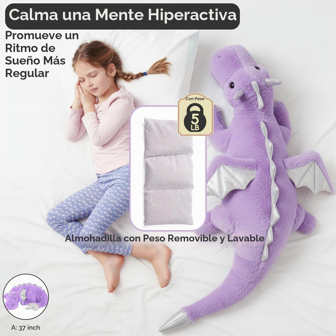 ARELUX Peluche gigante de dragón alado con peso \u2013 35.4 pulgada...