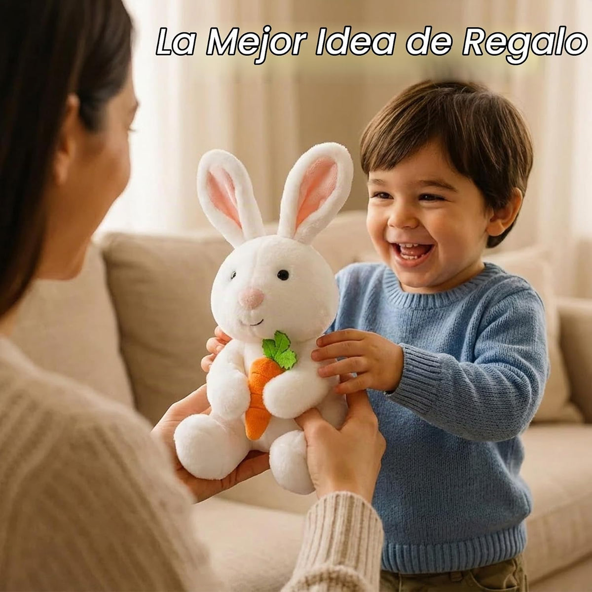 okegztoa Peluche de conejo sosteniendo zanahoria, juguete suave con...