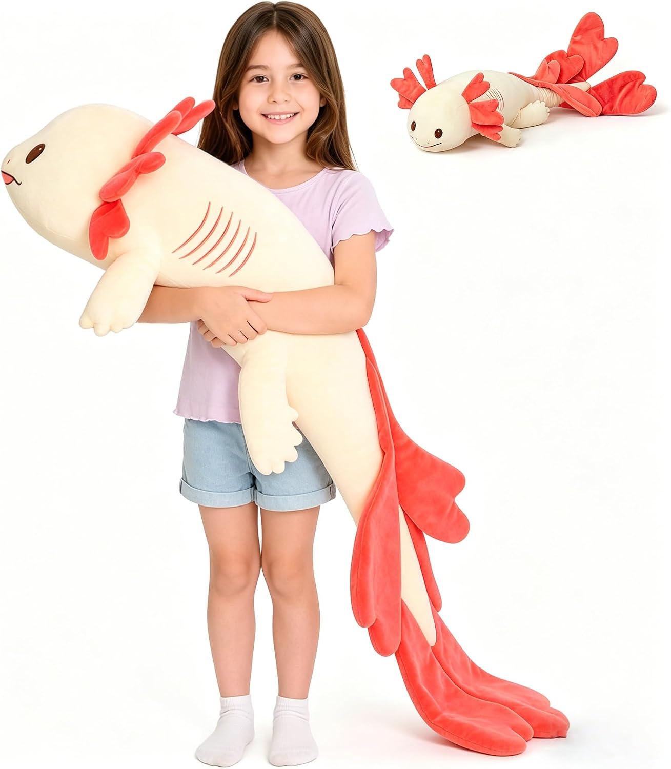 MaoGoLan - Almohada de felpa de ajolote, tamaño gigante que brilla...