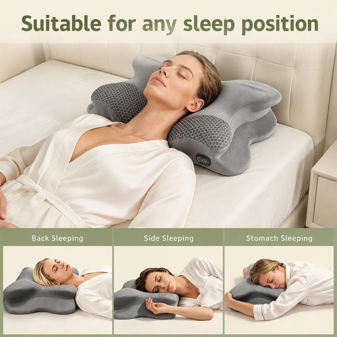 Almohada cervical 2 en 1 para aliviar el dolor de cuello con calefa...