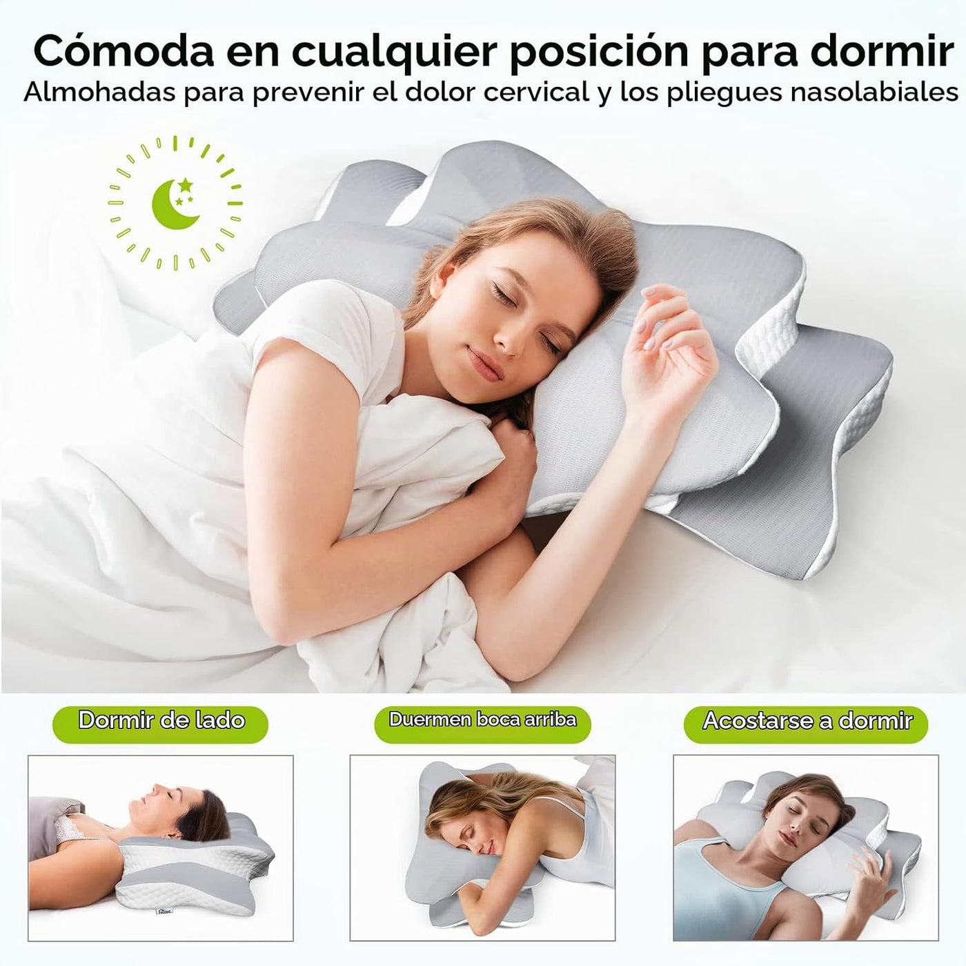 Voovc Almohada de contorno cervical para alivio del dolor de cuello...