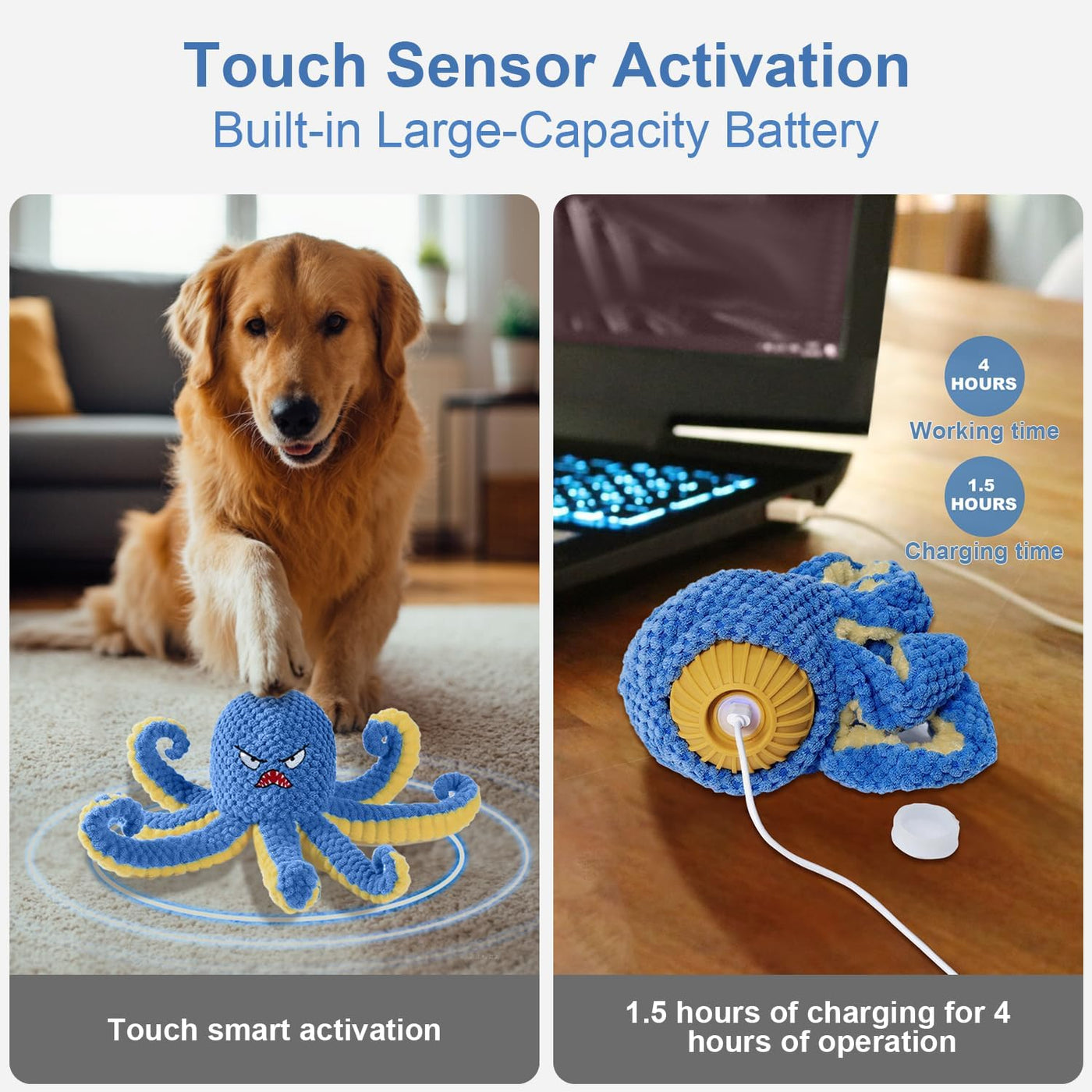 Qraxond Juguetes Interactivos para Perros Pulpo, Juguete de Salto A...