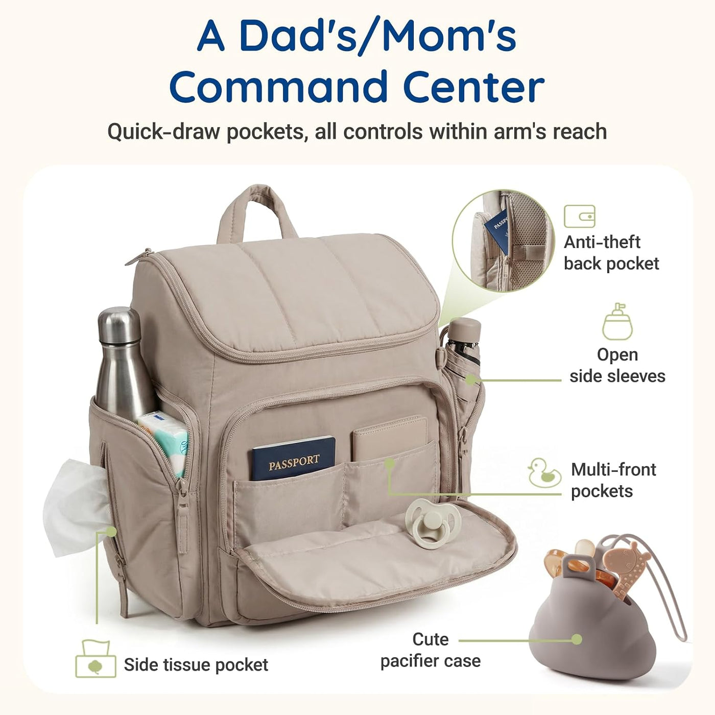 mommore Mochila para pañales, bolsa de bebé, mochila para pañales p...