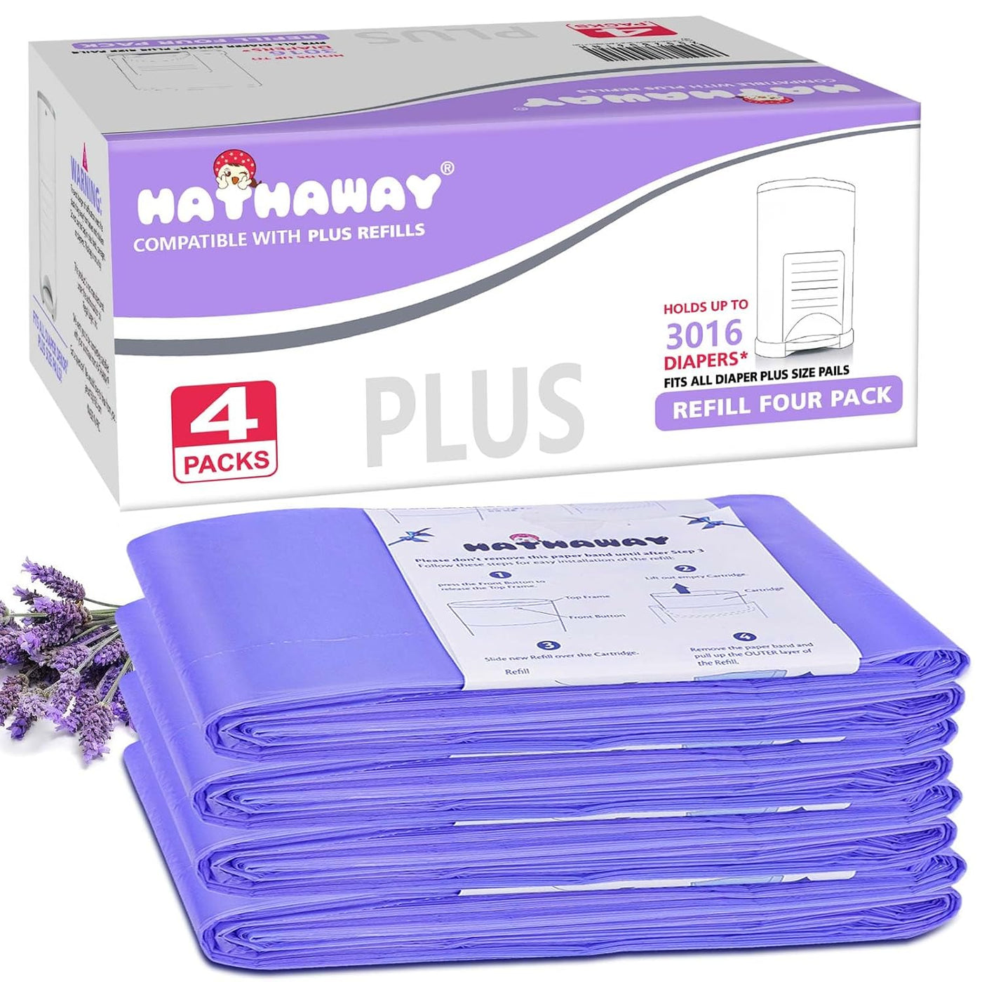 Recambios de cubo de pañales con una longitud aumentada del 30 %, c...