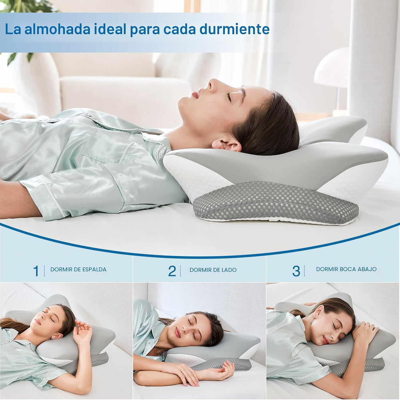 Krightlink - Almohada cervical de espuma viscoelástica ergonómica p...