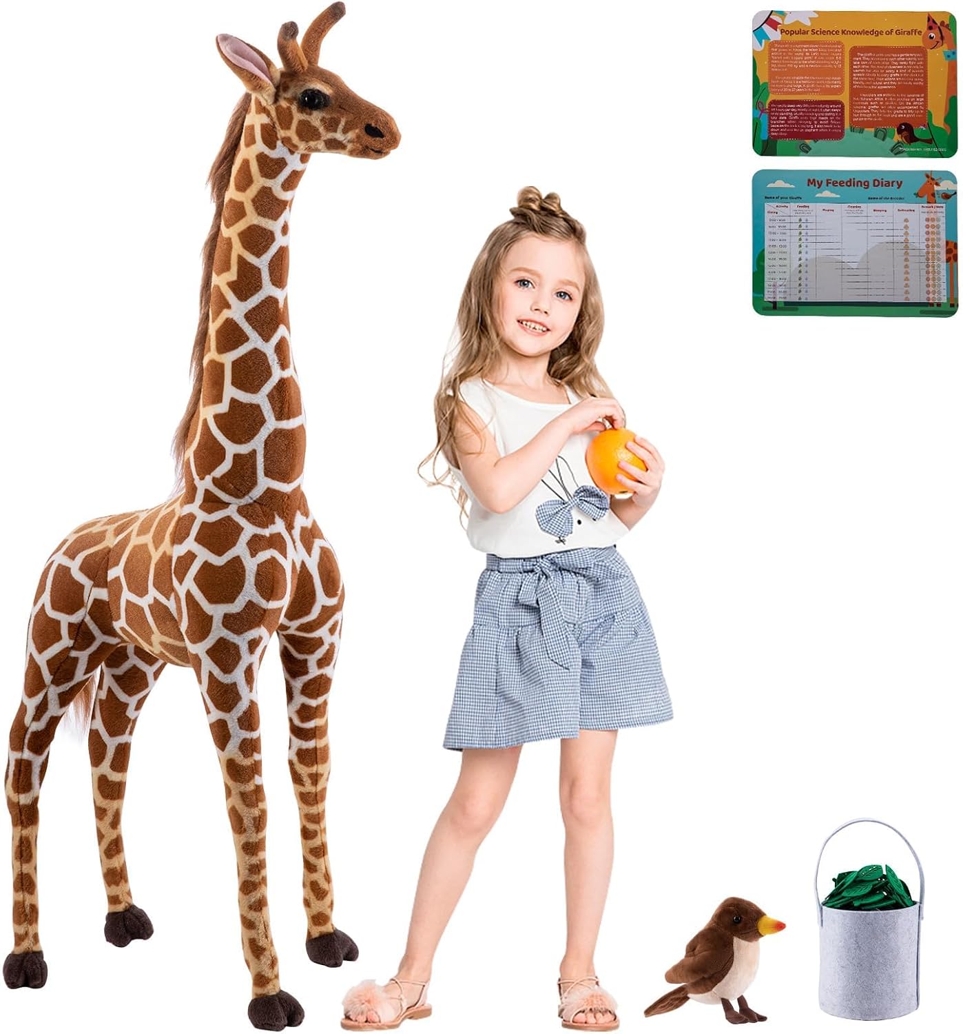 OHKIDS Juego de animales de peluche de jirafa grande de 47 pulgadas...