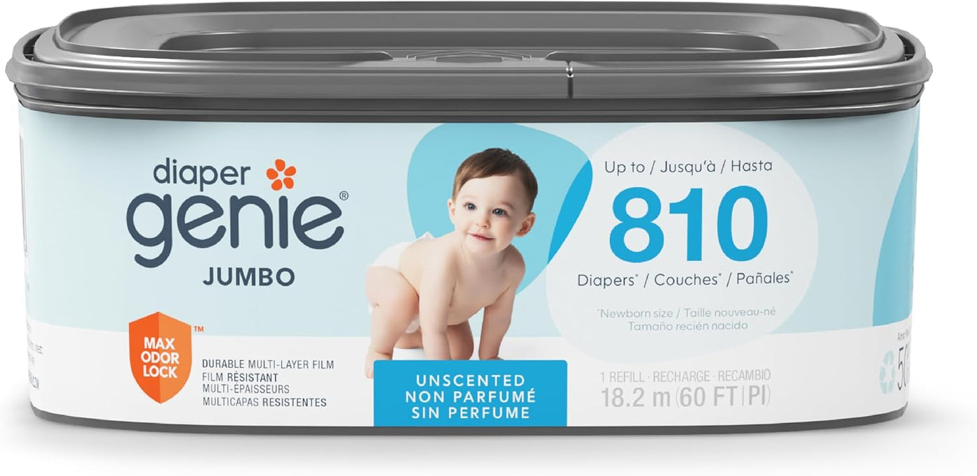 Diaper Genie Recambio cuadrado jumbo, con película continua, puede...