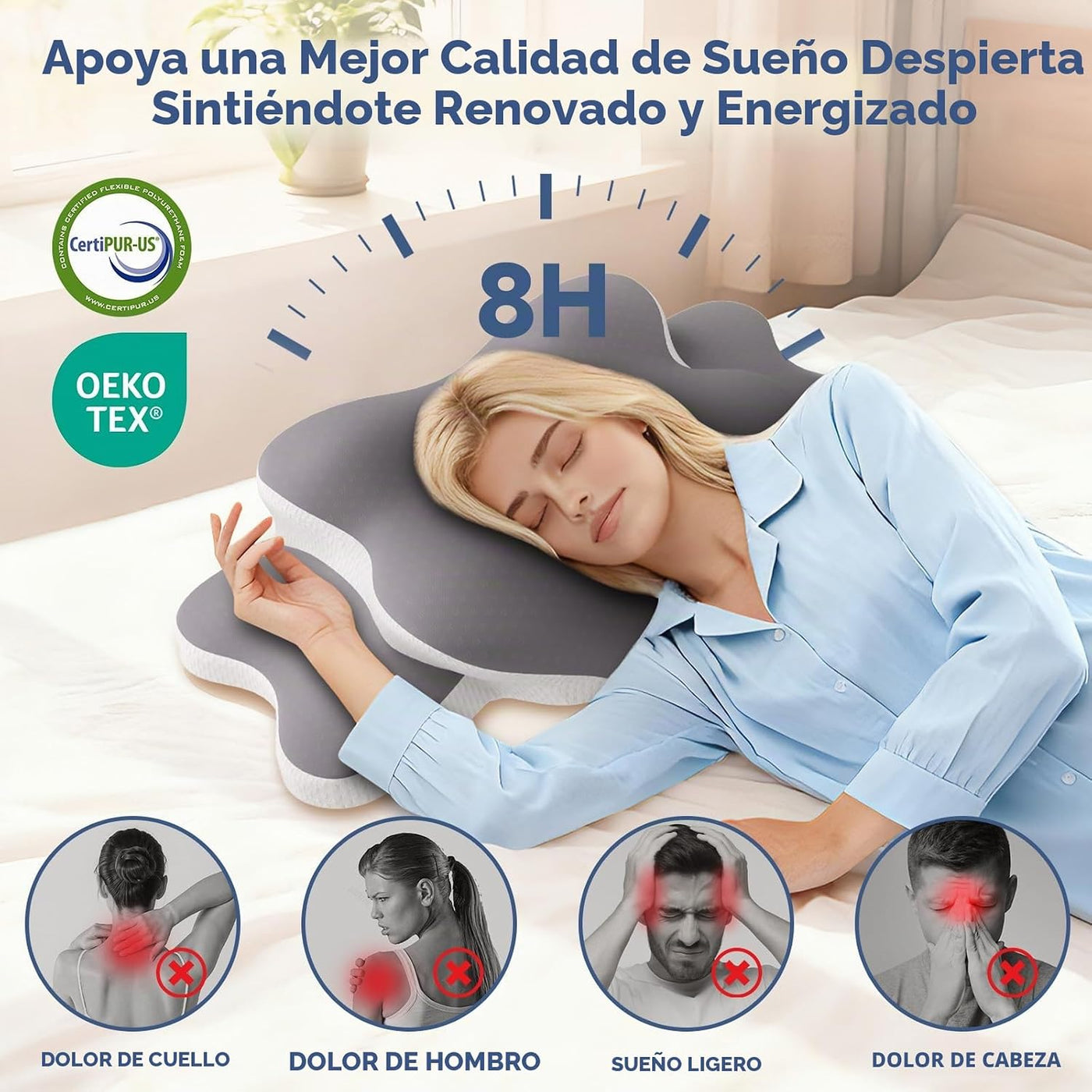 IvaBed Almohada cervical ergonómica para el cuello para aliviar el...