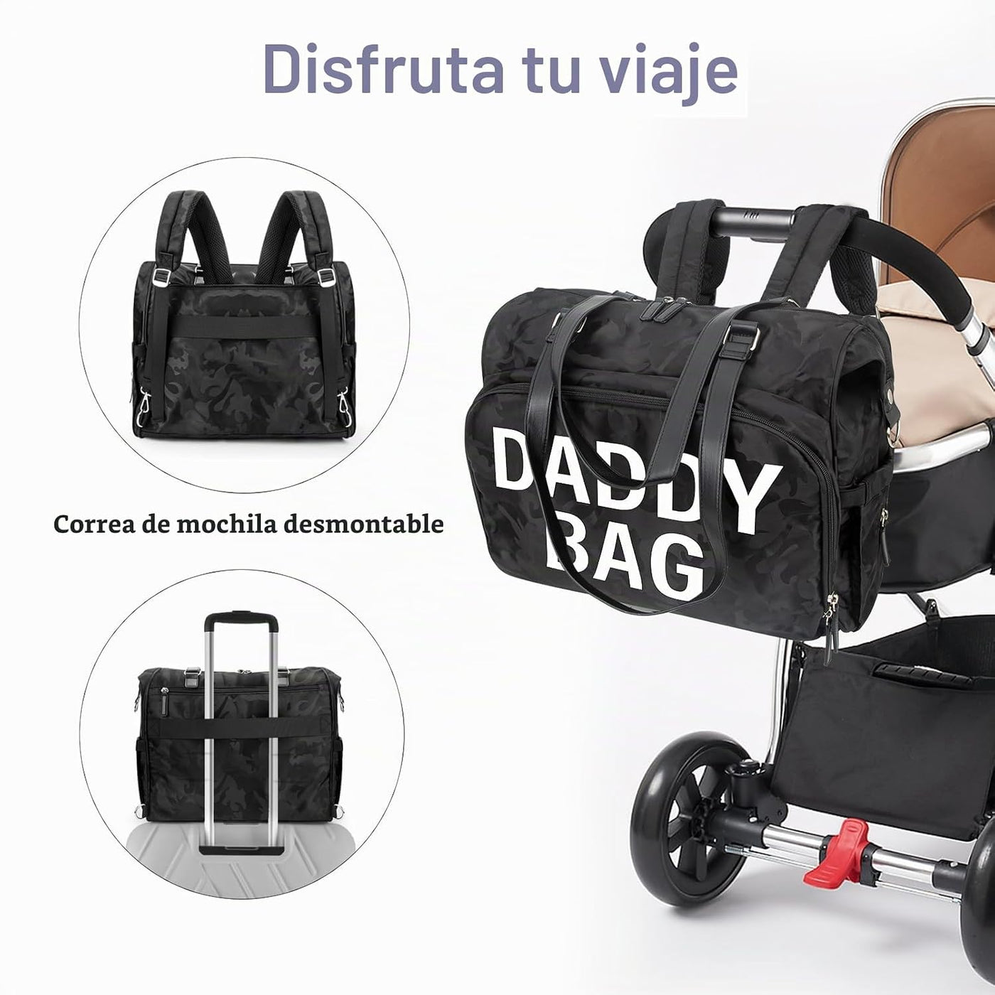 Pripher Mochila convertible 4 en 1 para papá, mochila de pañales co...