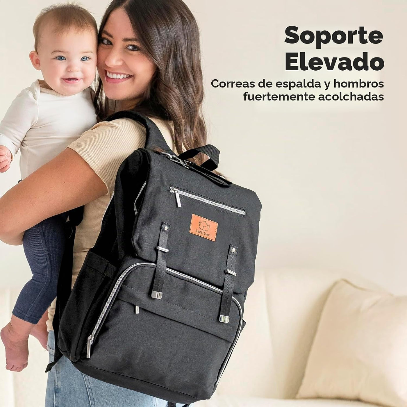 KeaBabies Mochila para pañales para bebé con cambiador, grande (neg...