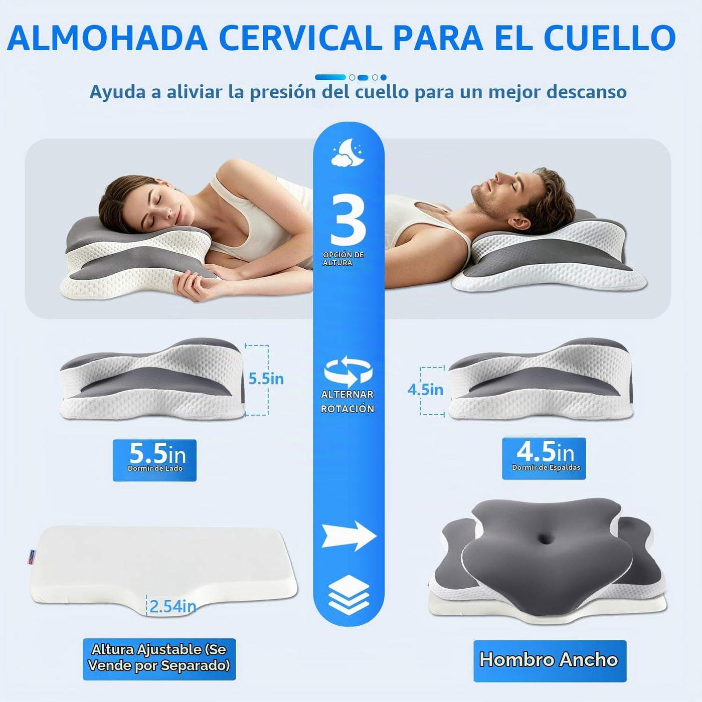 Ergo Pillow para la apnea del sueño, el dolor de cuello y el alivio...