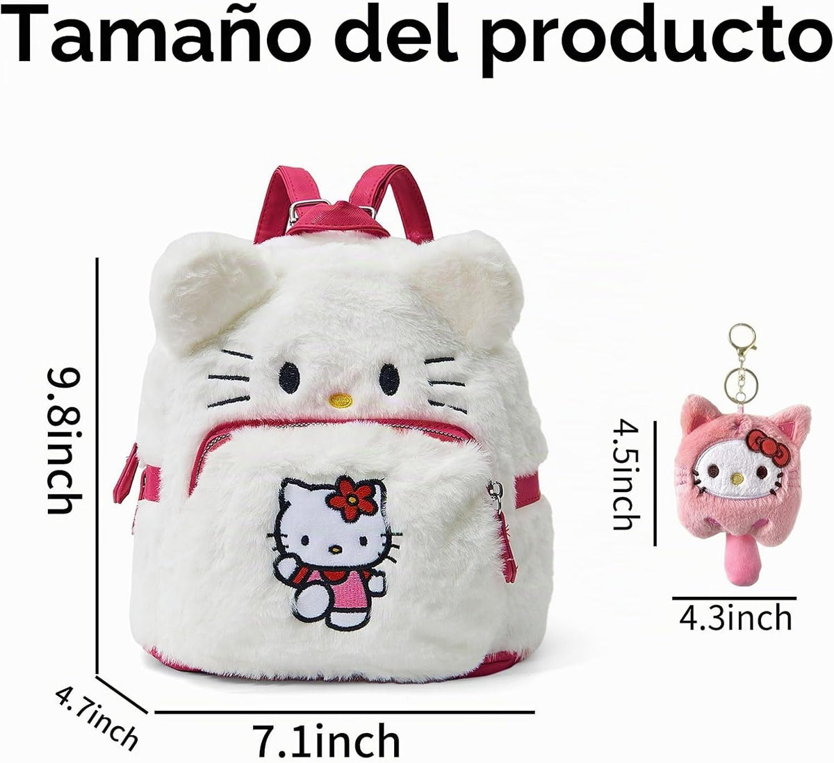 Bonita mochila de felpa, mini bolsa de hombro con doble correa de d...