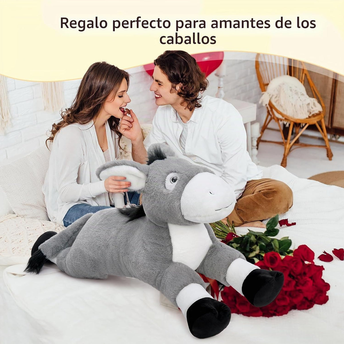 Tezituor Animal de peluche de burro gigante de 43.3 pulgadas, almoh...