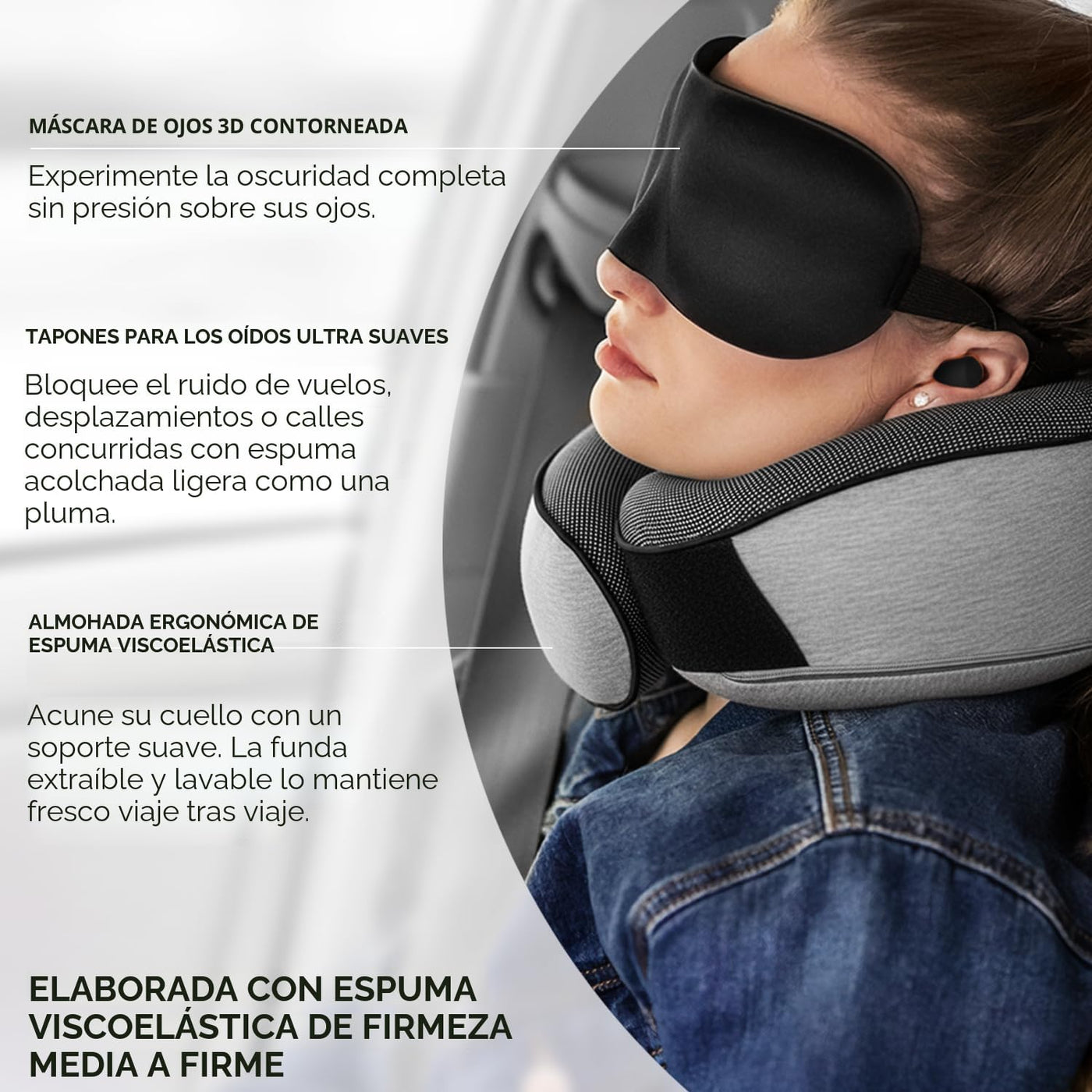 Proglobe Almohadas cervicales de viaje para aviones, artículos esen...