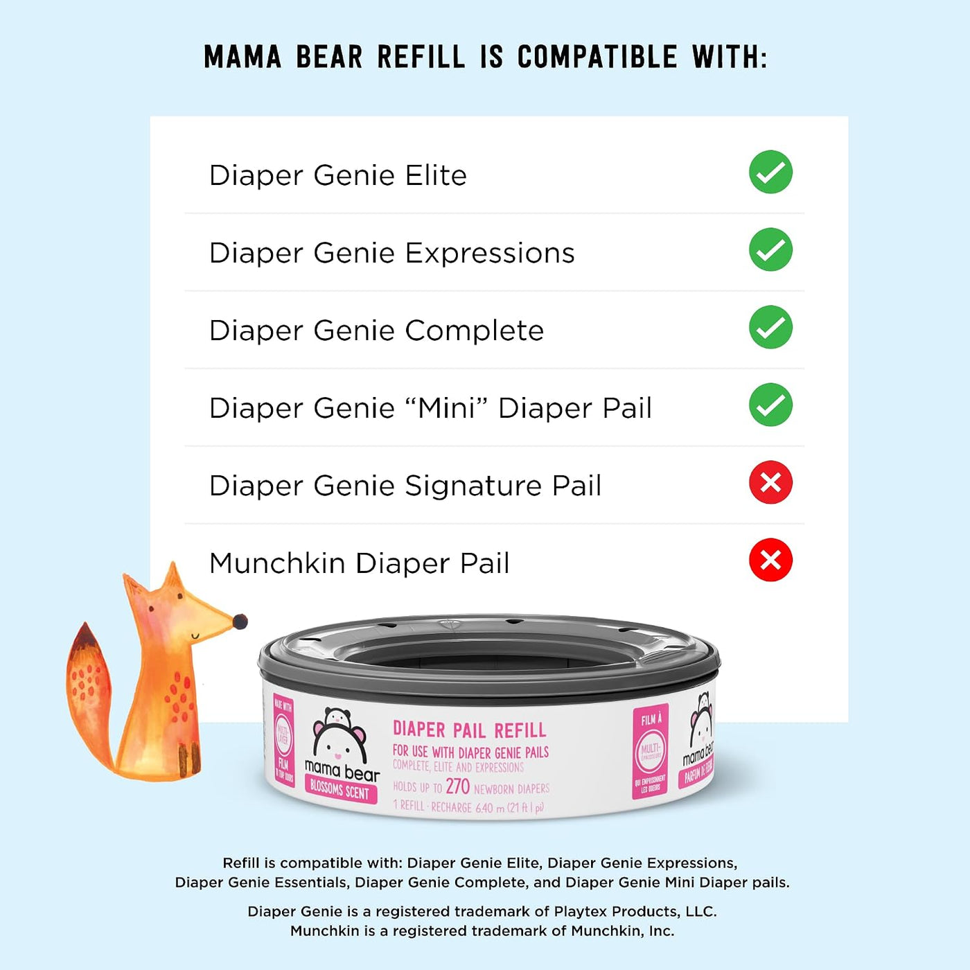 Marca Amazon - Recargas de cubo de pañales Mama Bear con aroma a fl...