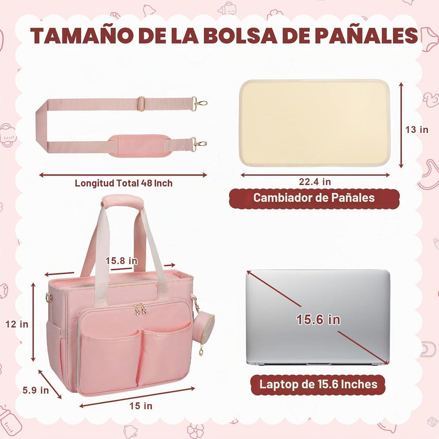 GDNasist Bolsa de pañales, bolsa de pañales de viaje de gran capaci...