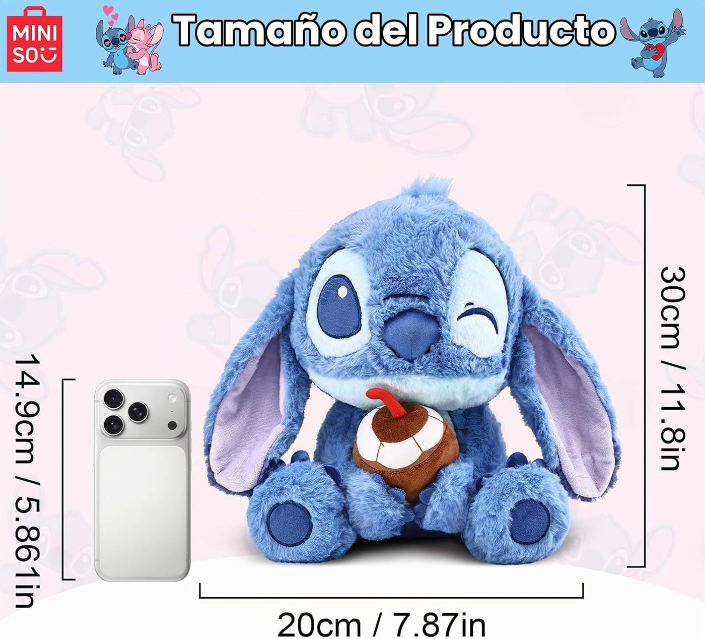 MINISO Disney - Peluche de Lilo & Stitch de 14 pulgadas, peluch...