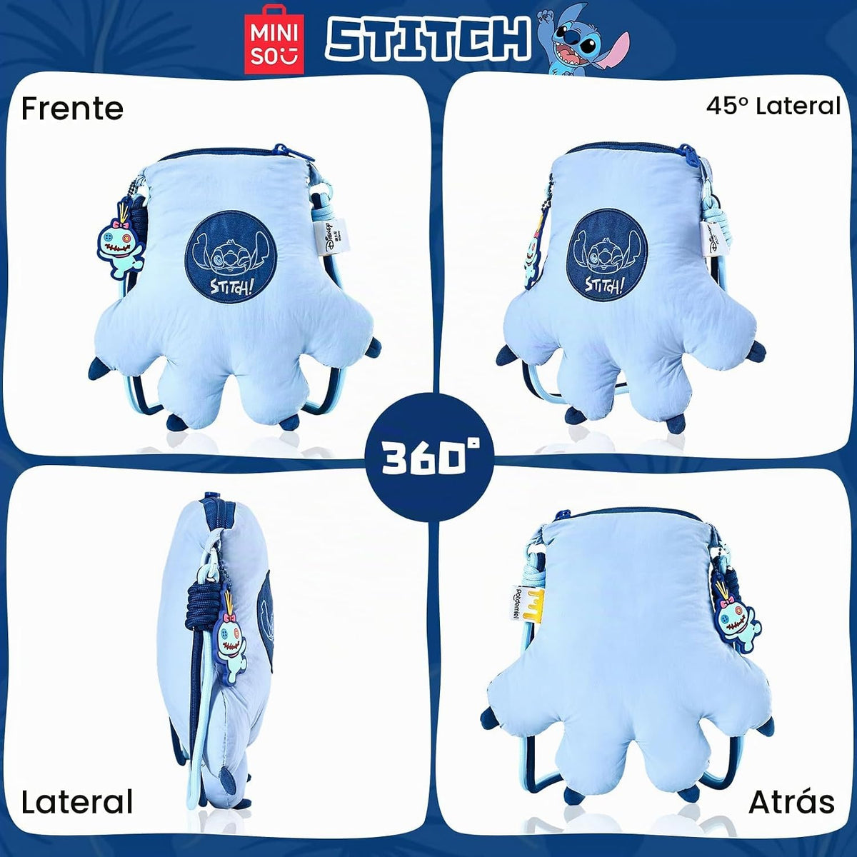 MINISO Disney Stitch Crossbody Lilo & Stitch Billetera de dibuj...