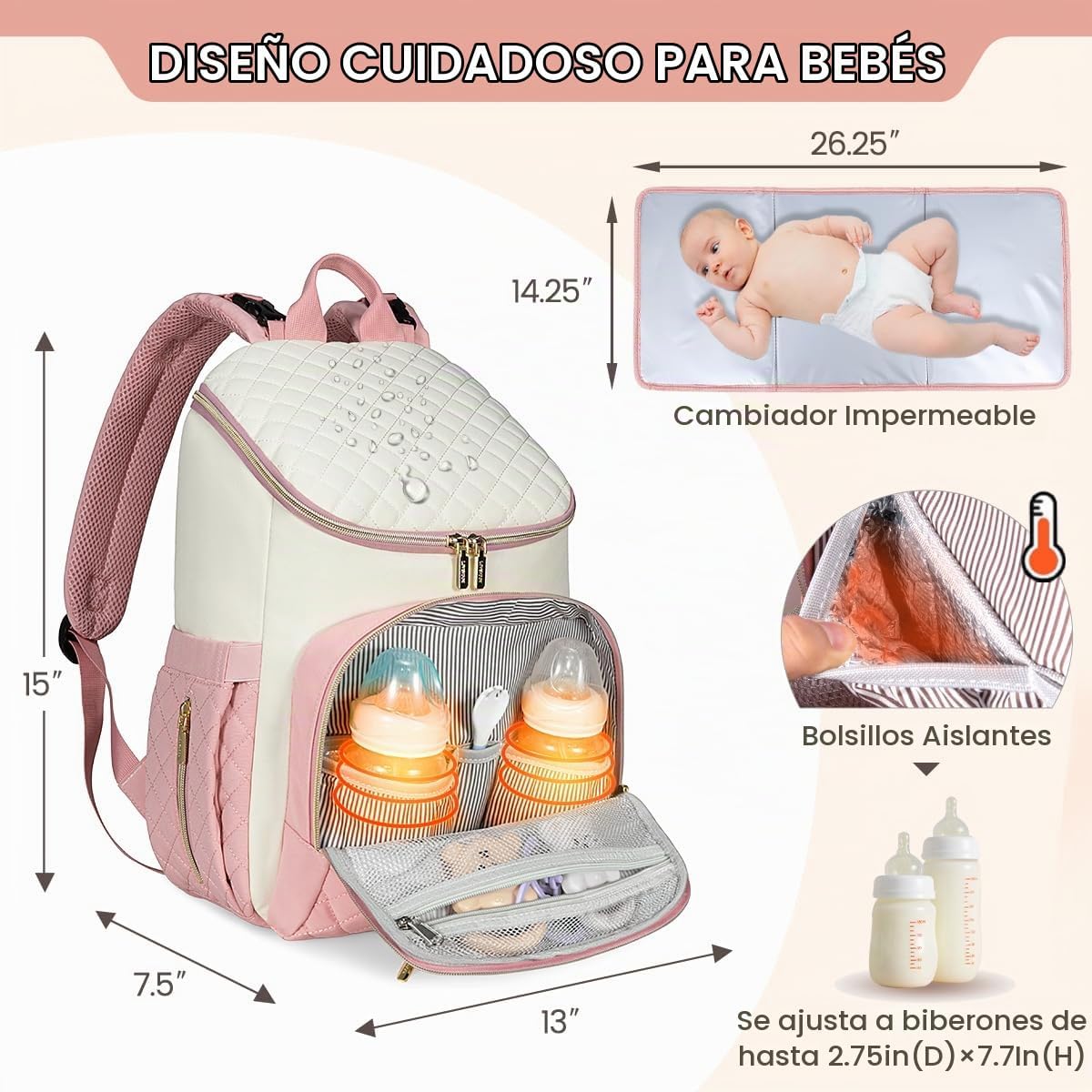 LOVEVOOK Mochila para Pañales de Gran Capacidad con Cambiador Portá...