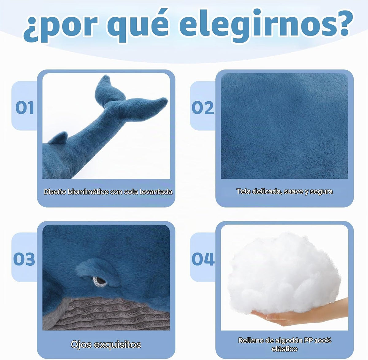 MaoGoLan Ballena de Peluche Rellena de 43 pulgadas, Almohada Grande...