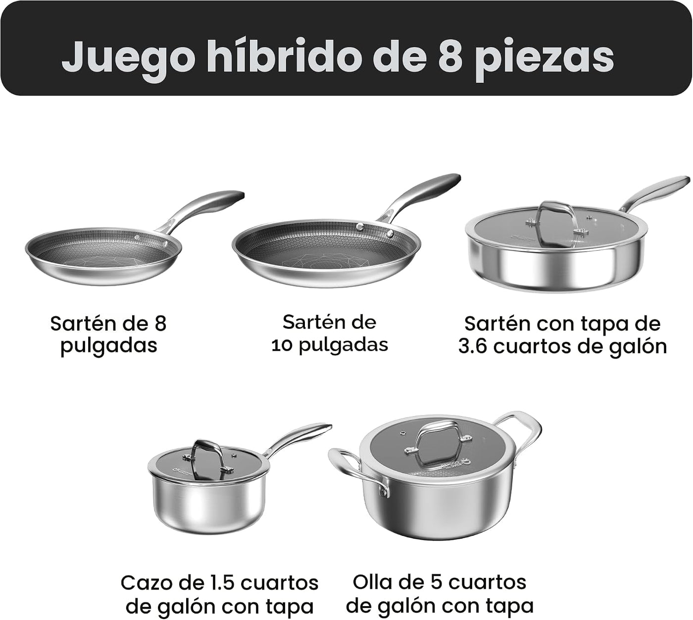 COOKER KING Juego de utensilios de cocina de acero inoxidable, jueg...