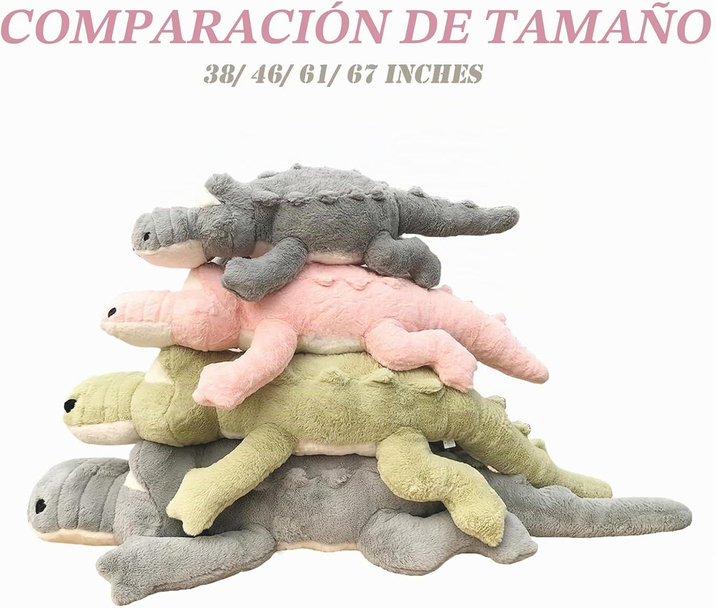 Hofun4U Almohada de peluche de cocodrilo, 67 pulgadas, diseño de co...