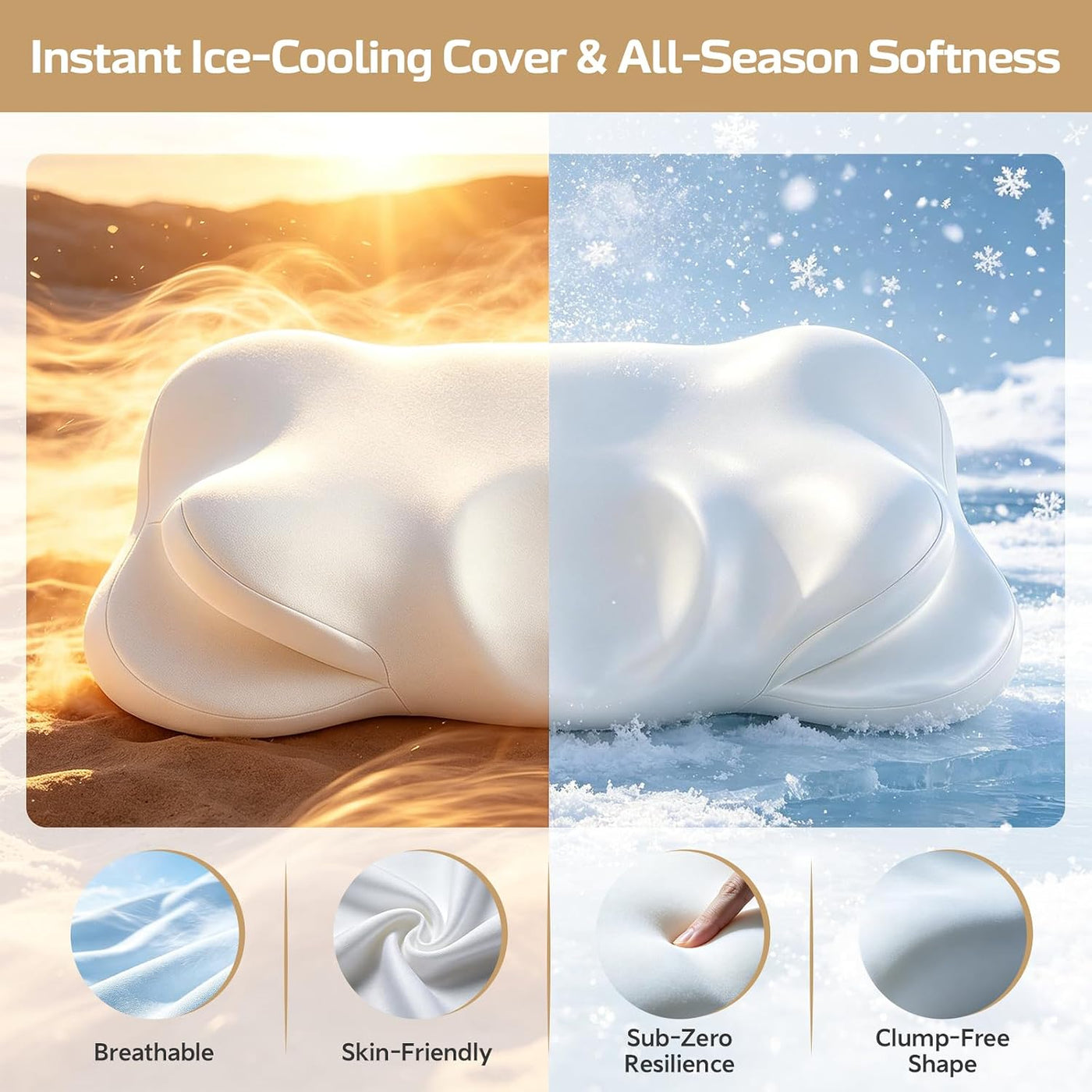 Kryndors Almohada Cloud Pillow ergonómica de espuma viscoelástica,...