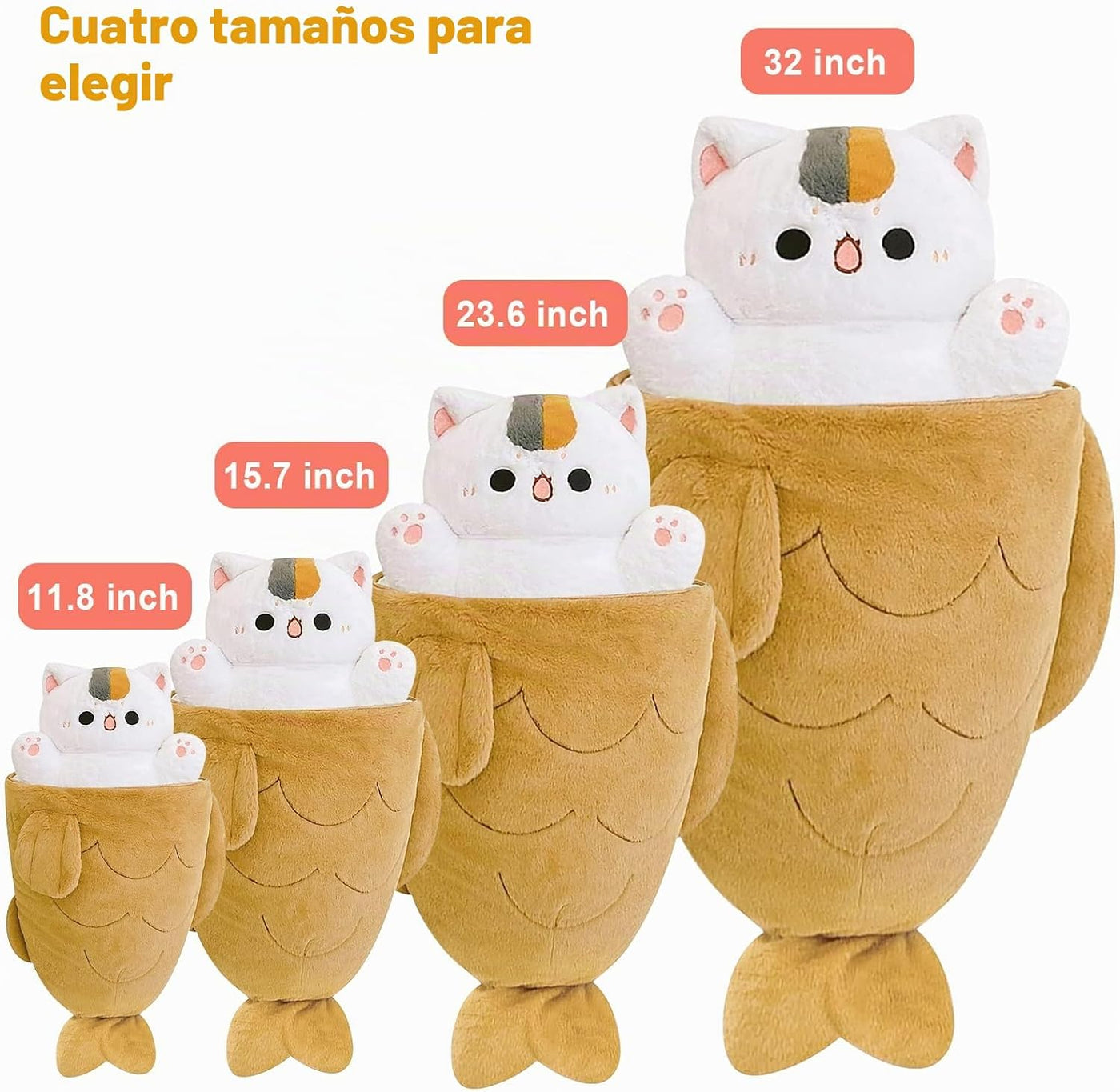 Ditucu Almohada de peluche de gato Taiyaki de 11.8 pulgadas, lindo...