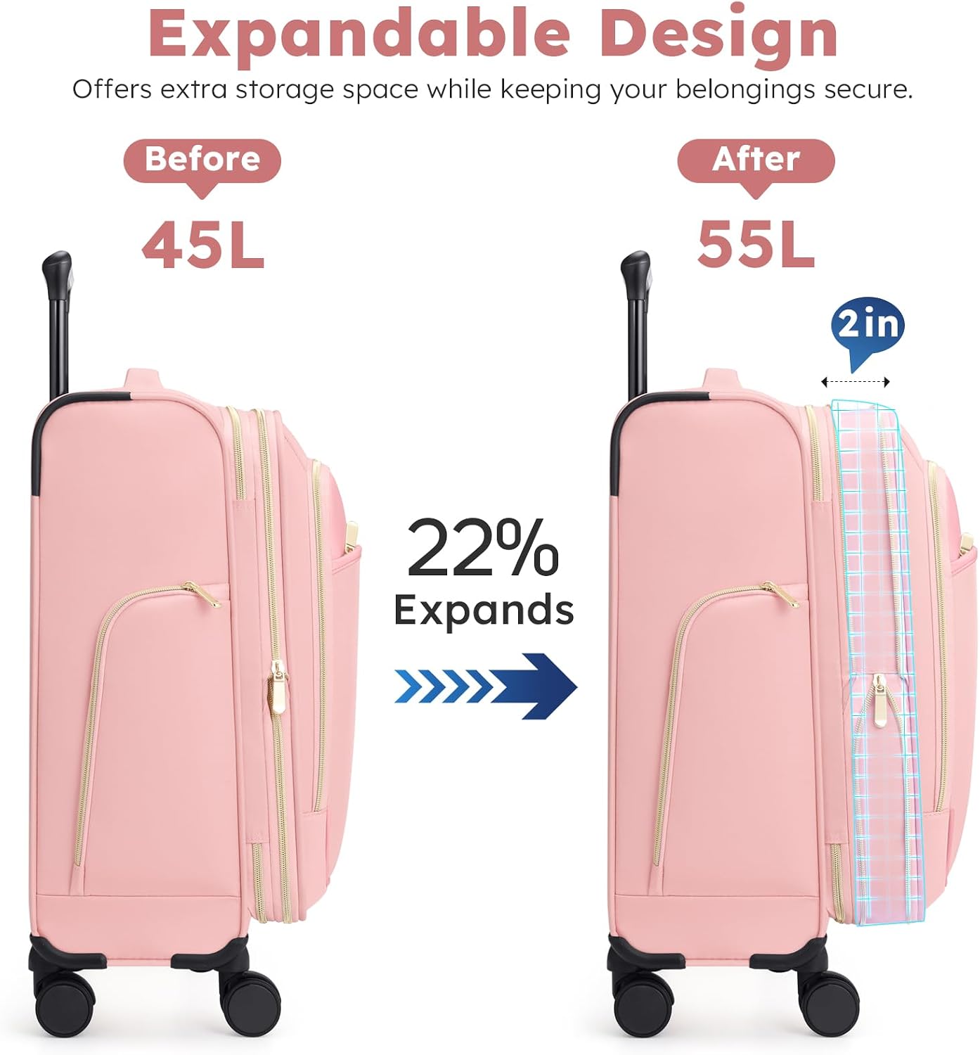 Softside - Maleta de mano expandible con apertura superior de 20 pu...