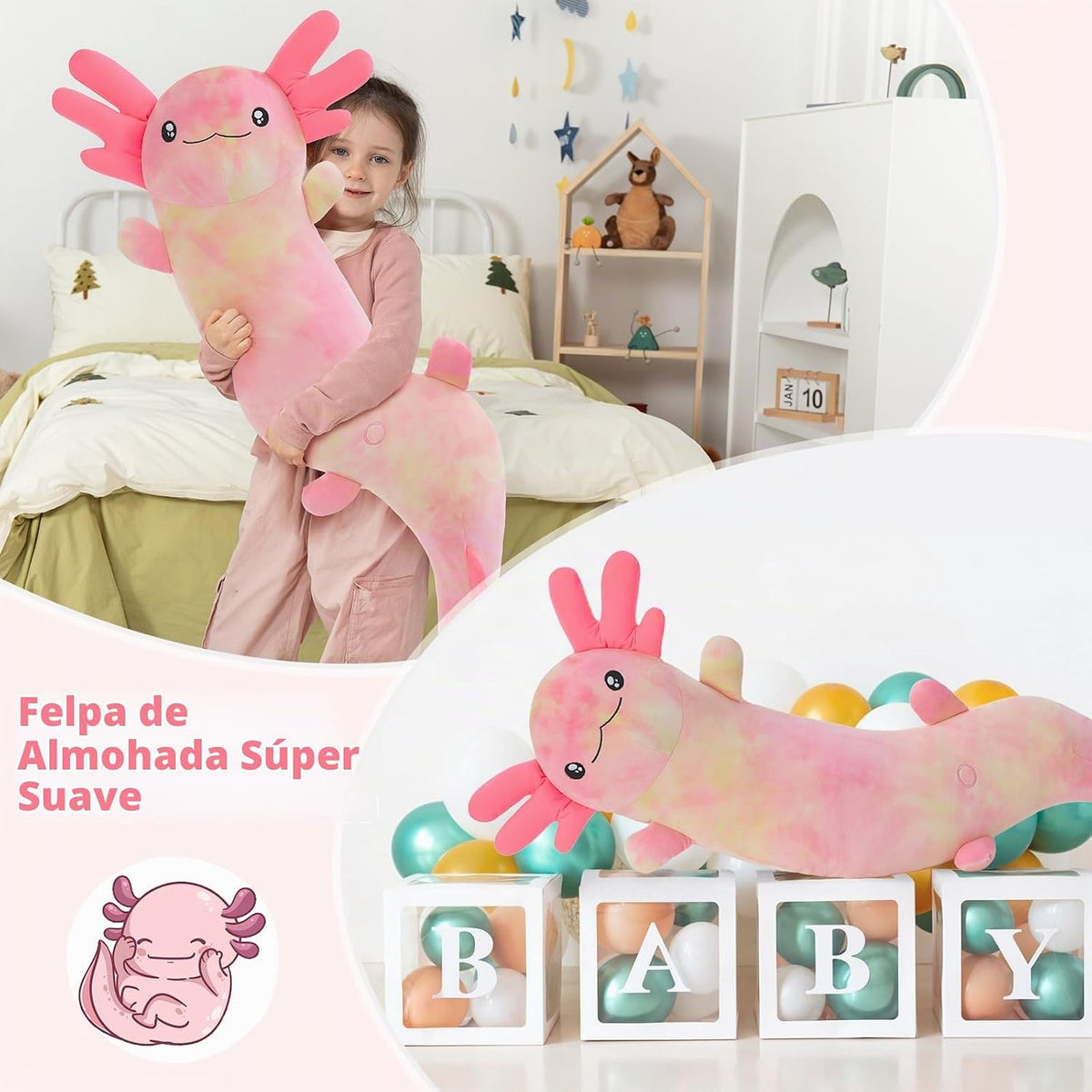 MaoGoLan Almohada de felpa de ajolote gigante, juguete de peluche d...