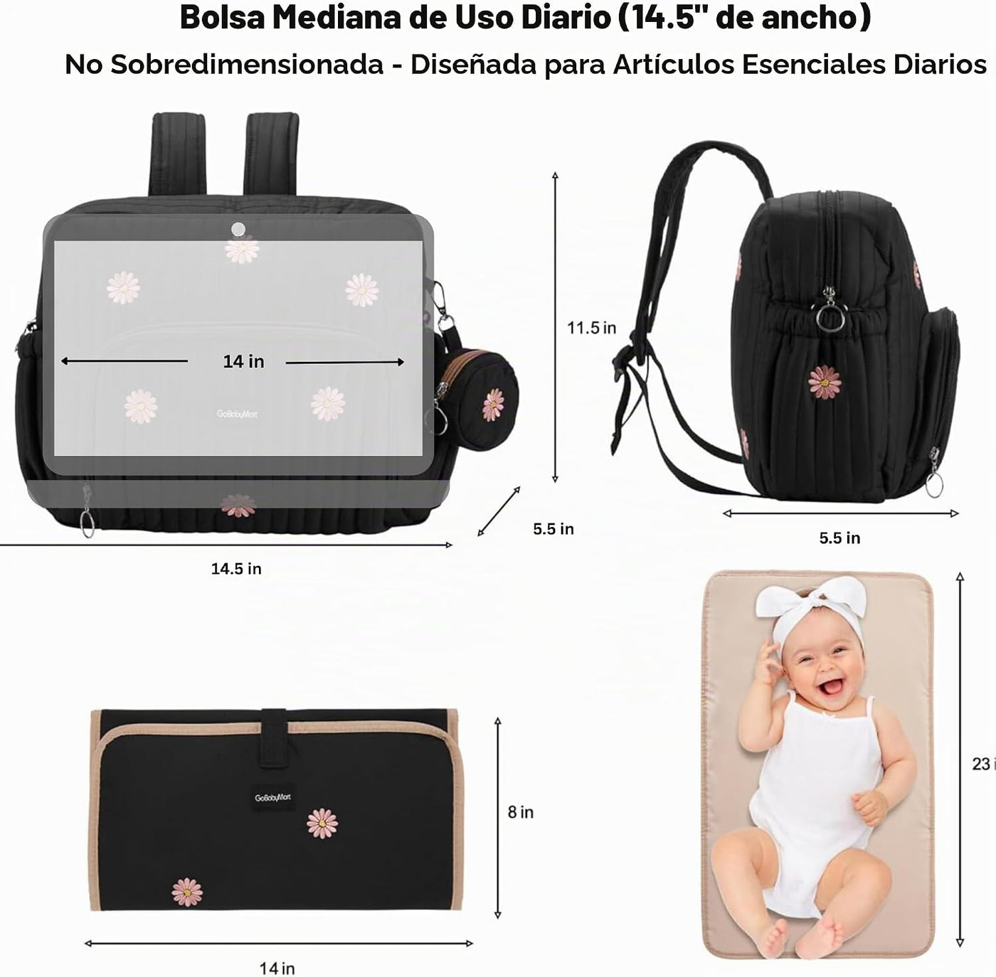 GOBABYMART - Mochila para pañales con cambiador, bolsa de viaje par...