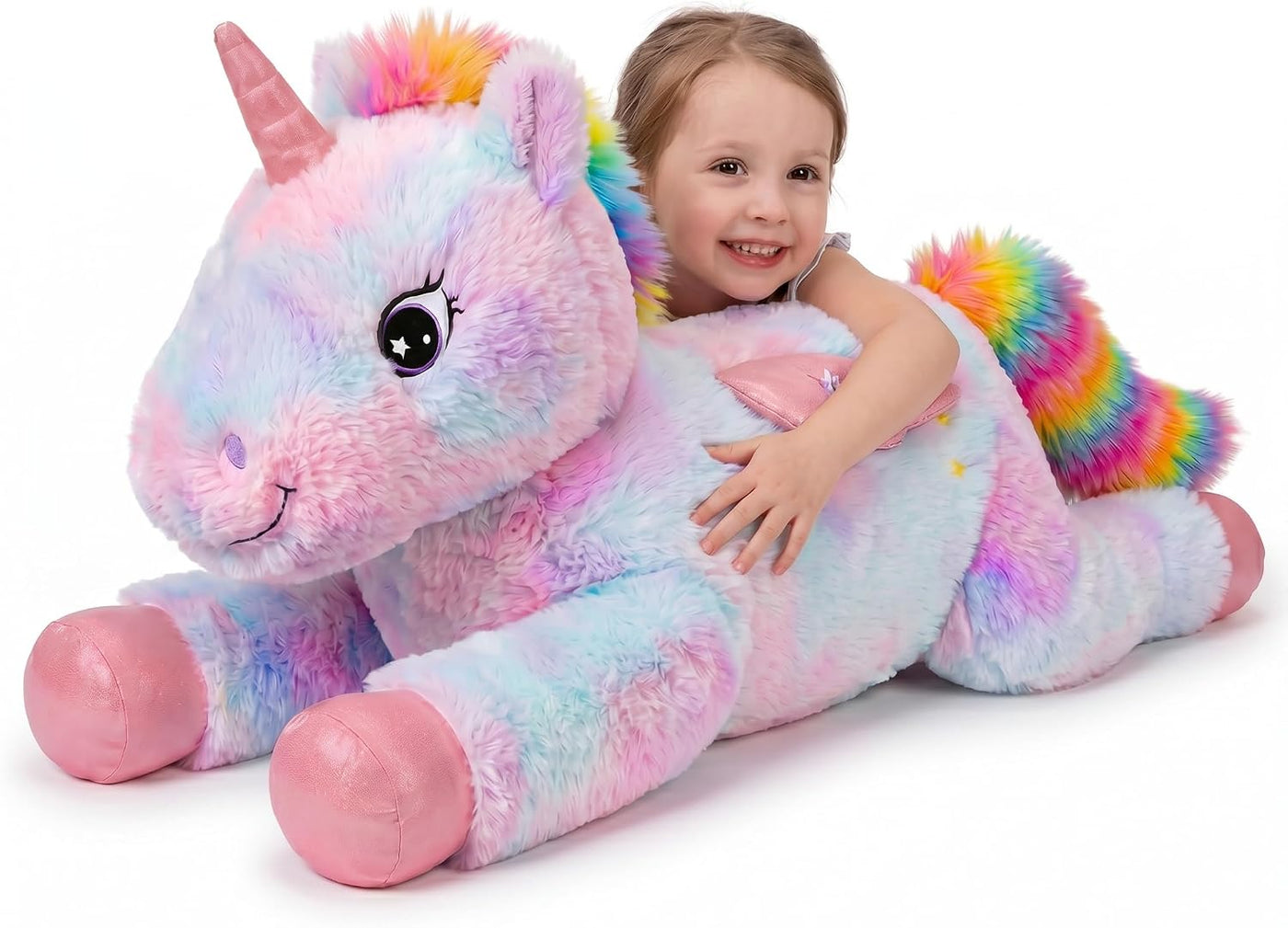 SQEQE Peluche de unicornio gigante de 43 pulgadas, unicornio grande...