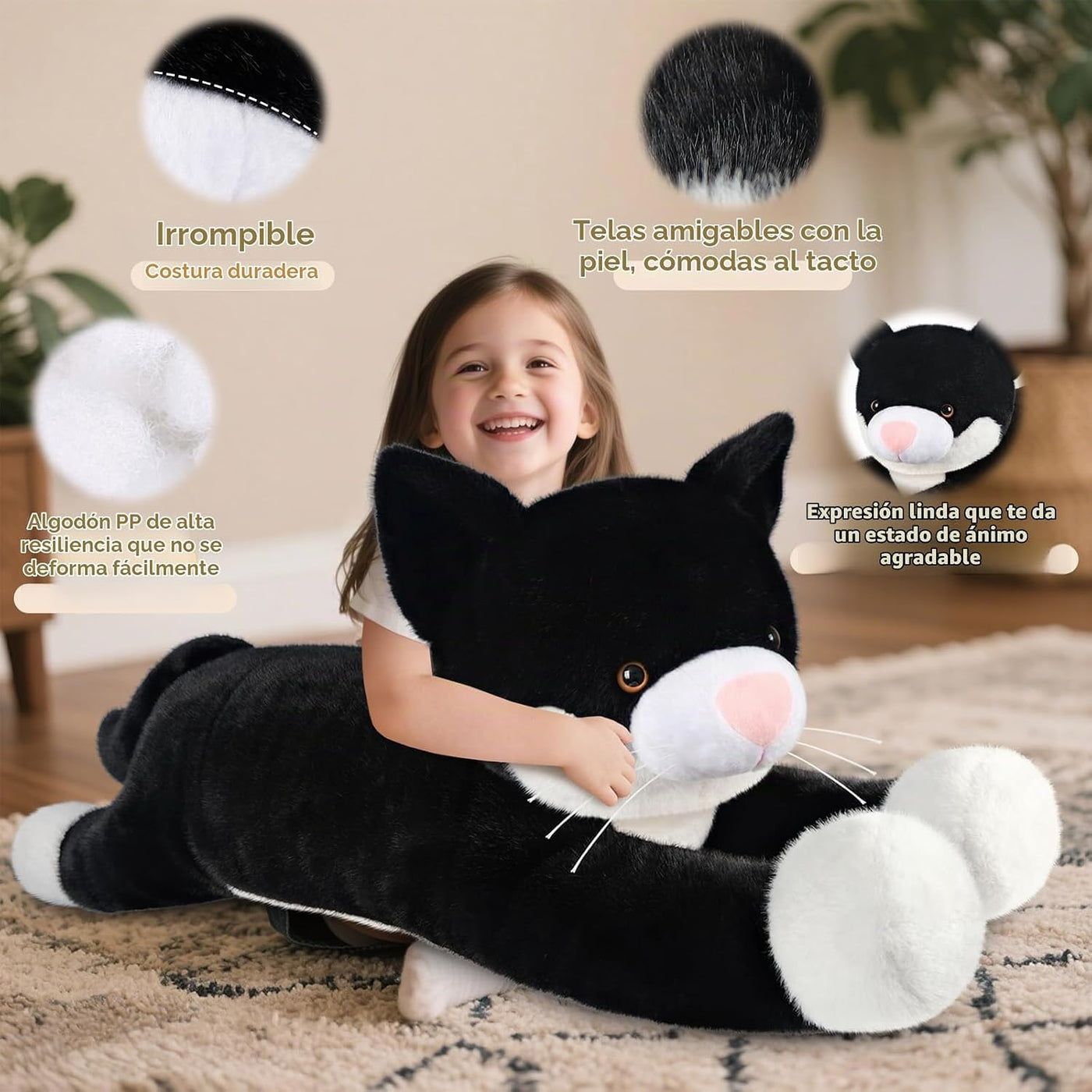 SuzziPals Peluche de Gato Esmoquin Blanco y Negro de 43 pulgadas, J...