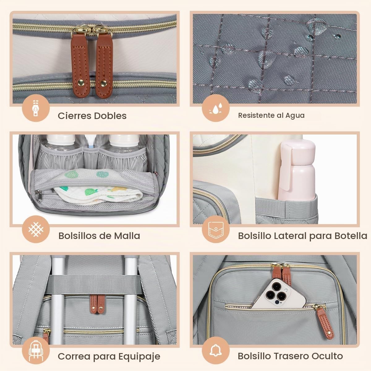 LOVEVOOK Mochila para Pañales de Gran Capacidad con Cambiador Portá...